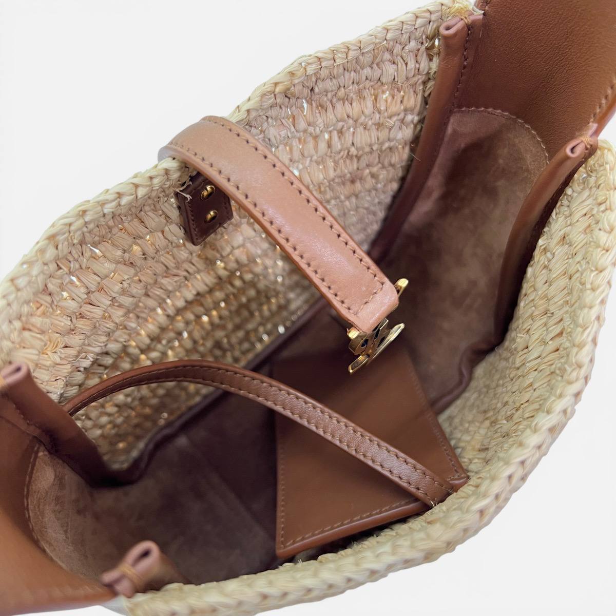 Le 5 a 7 small morbida in raffia e pelle