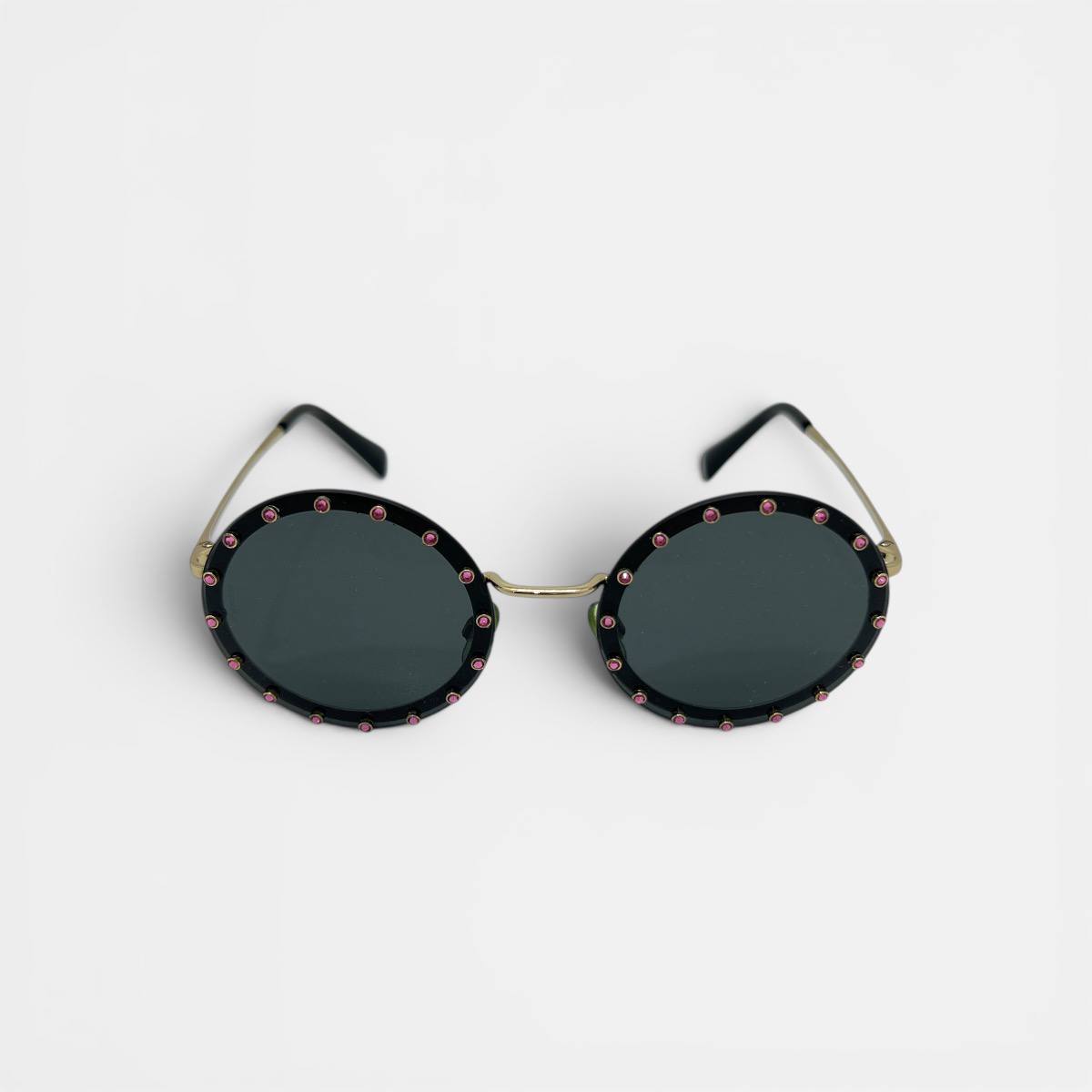 Occhiali da sole tondi con strass