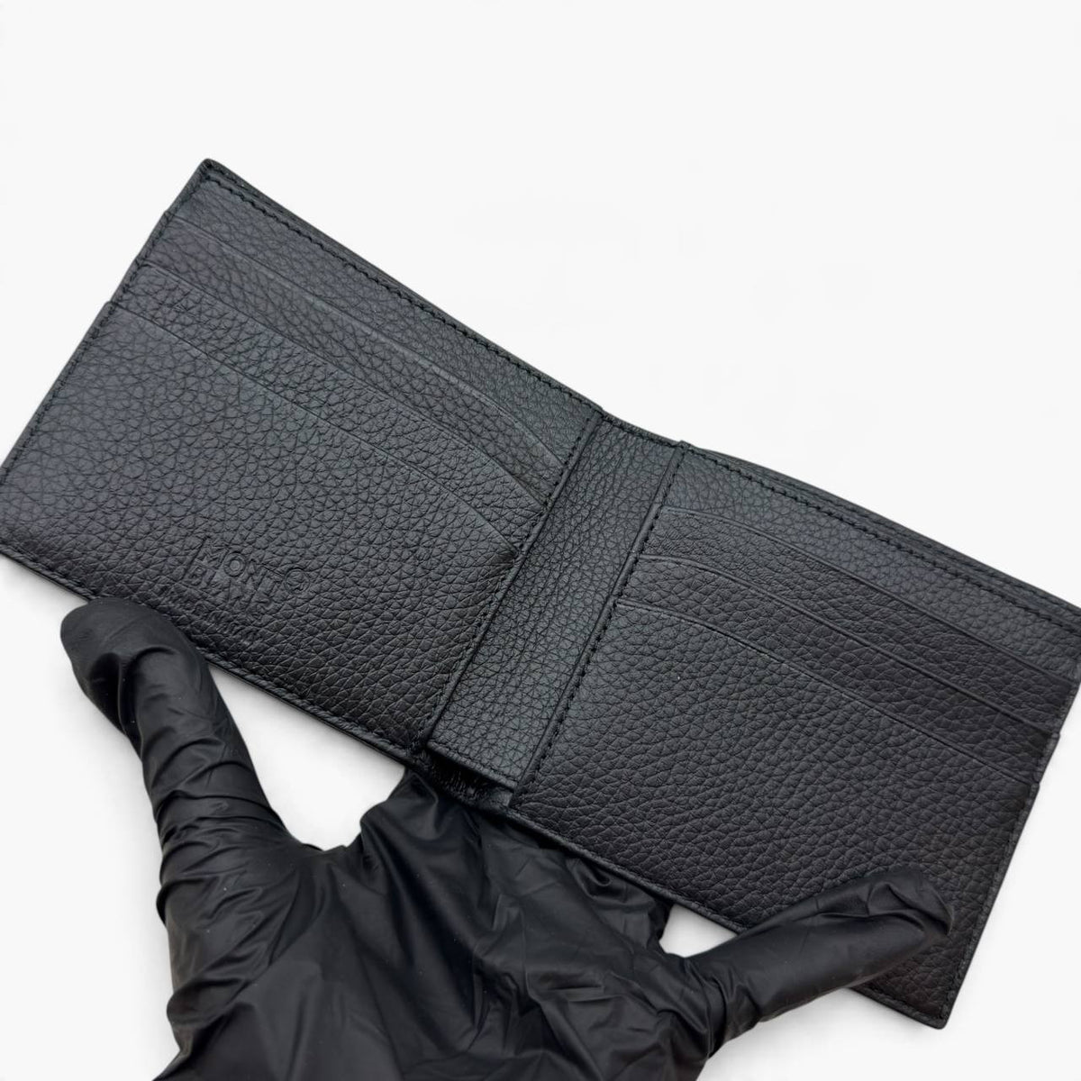 Portafoglio 6 tasche in pelle con grana