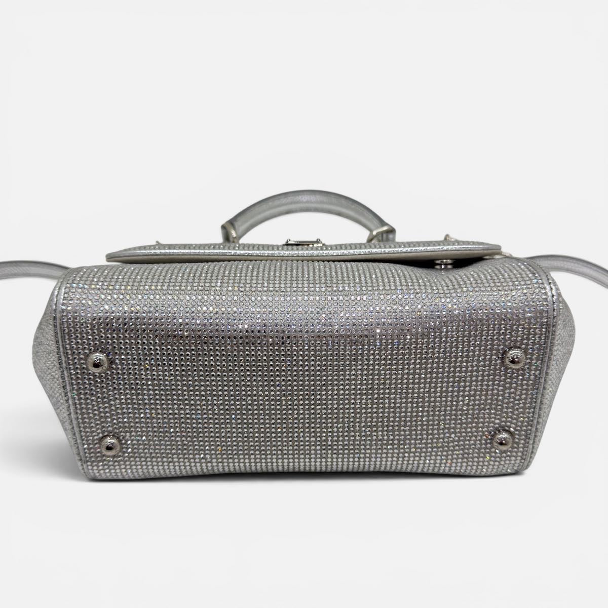Borsa a mano Sicily piccola in raso con strass