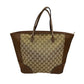 GUCCI BORSA SHOPPING CON ZIP IN TELA GG E PELLE