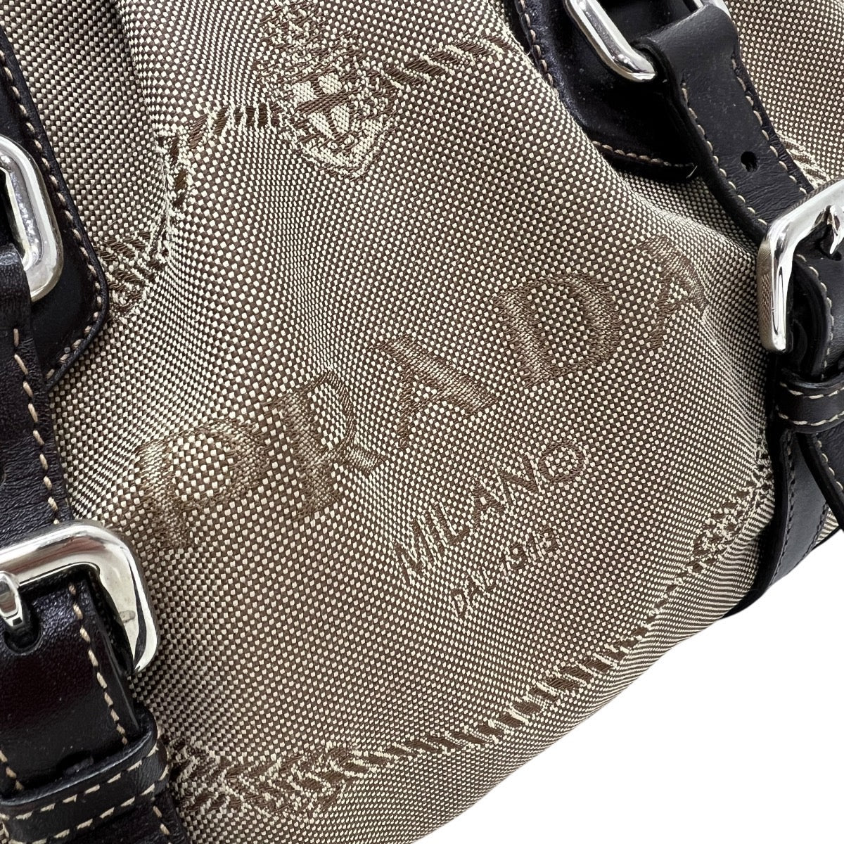 PRADA BORSA A TRACOLLA IN TESSUTO E PELLE