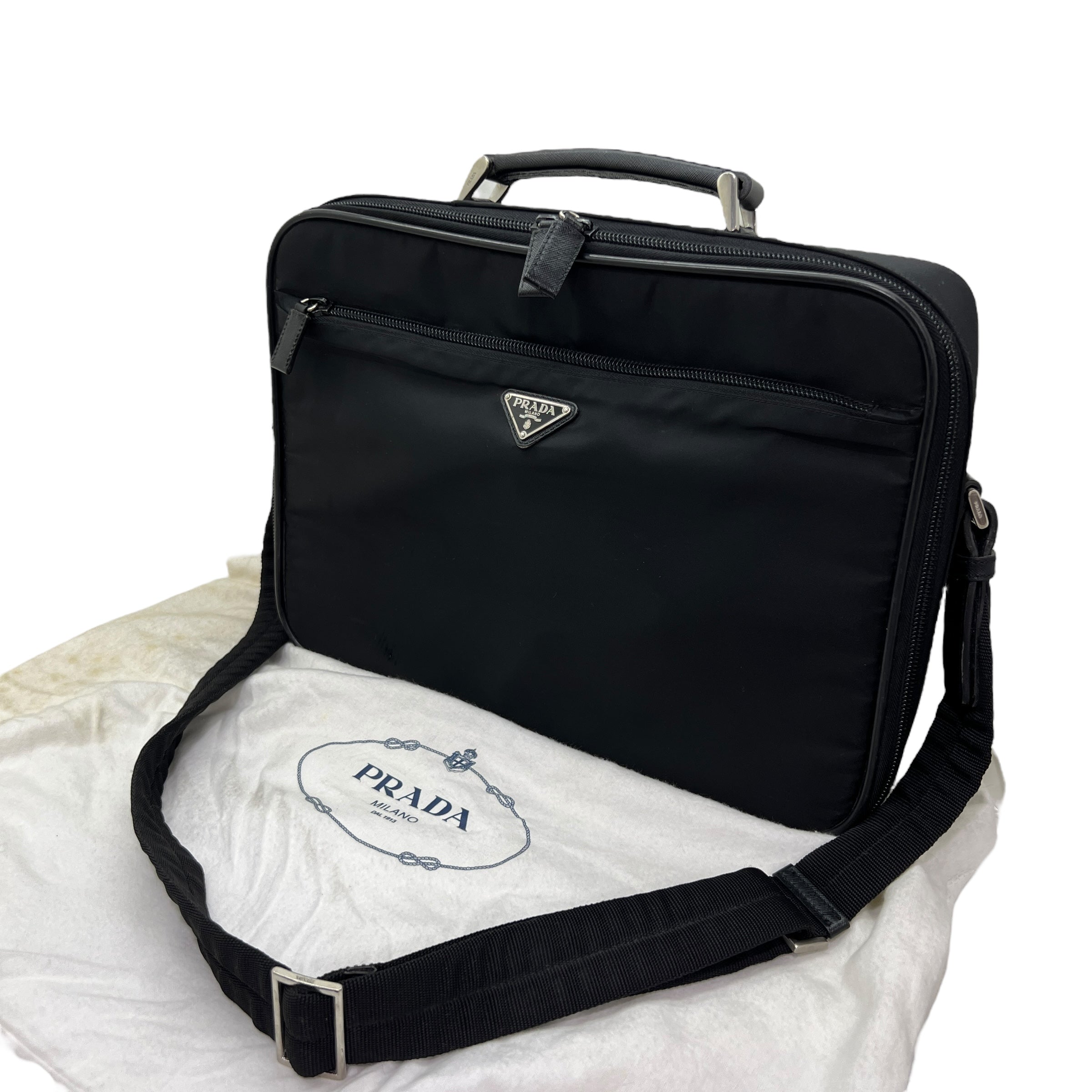 Prada borsa porta computer in Nylon e saffiano