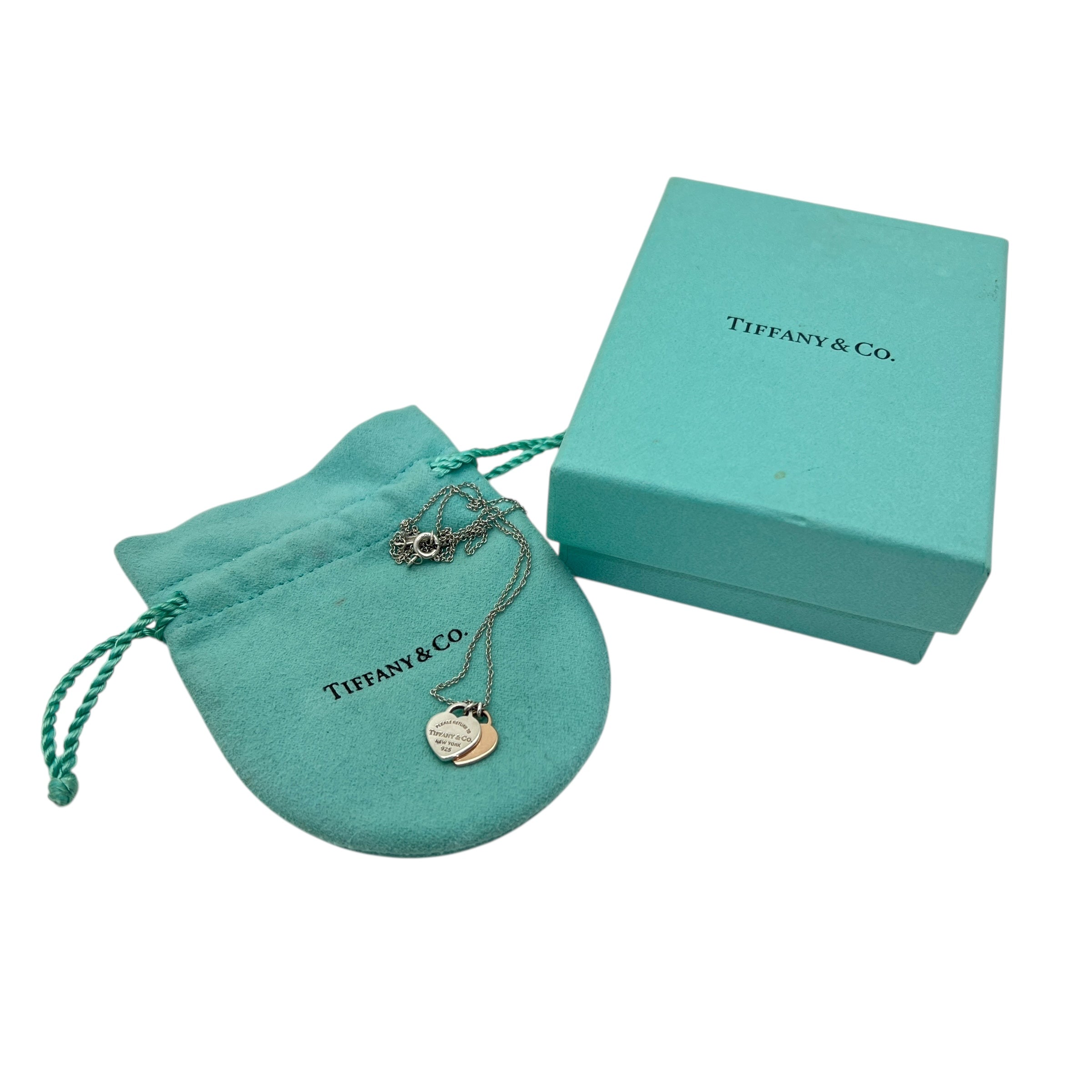 Pendente Double Heart Tag mini con catenina