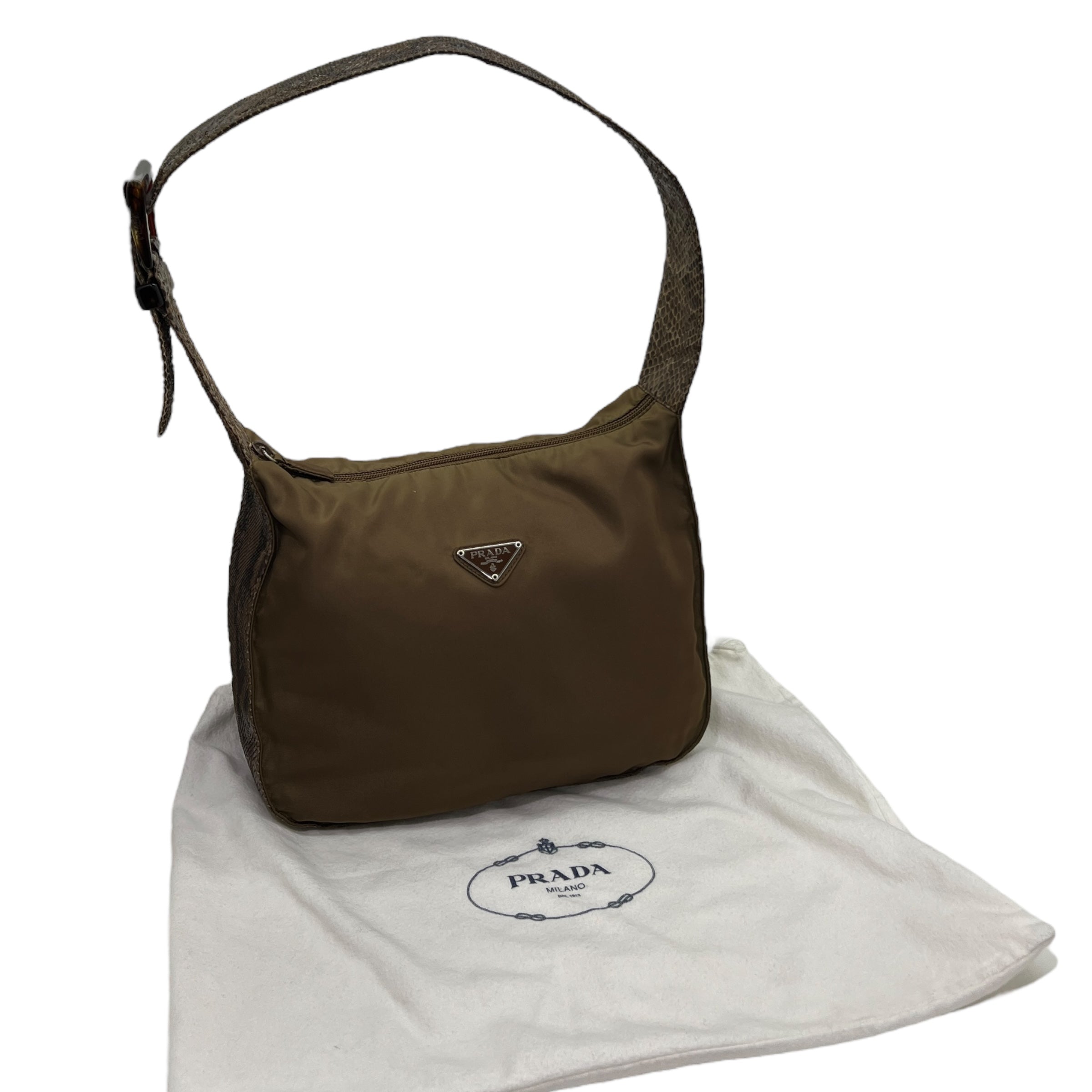 Borsa a spalla in nylon e pitone