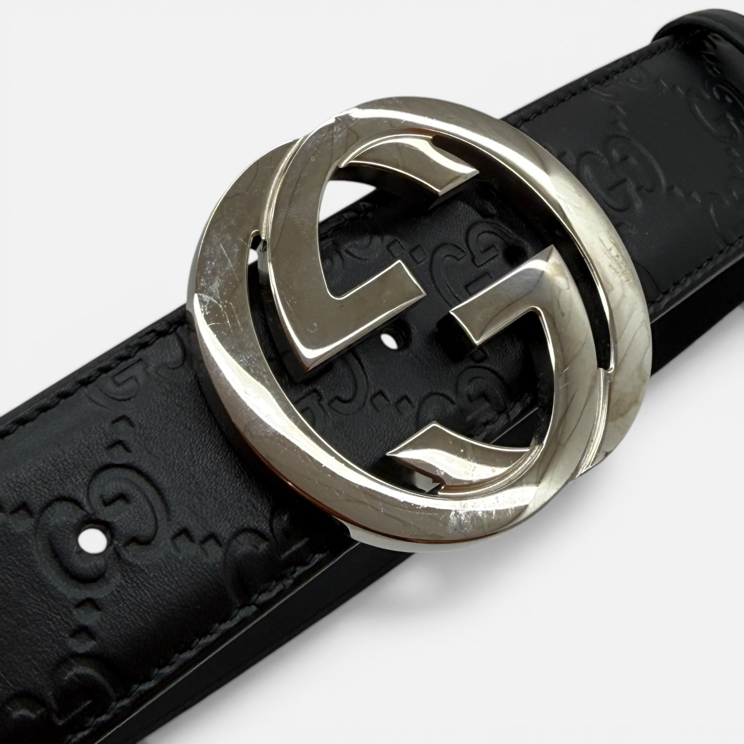 Cintura in pelle nera guccissima