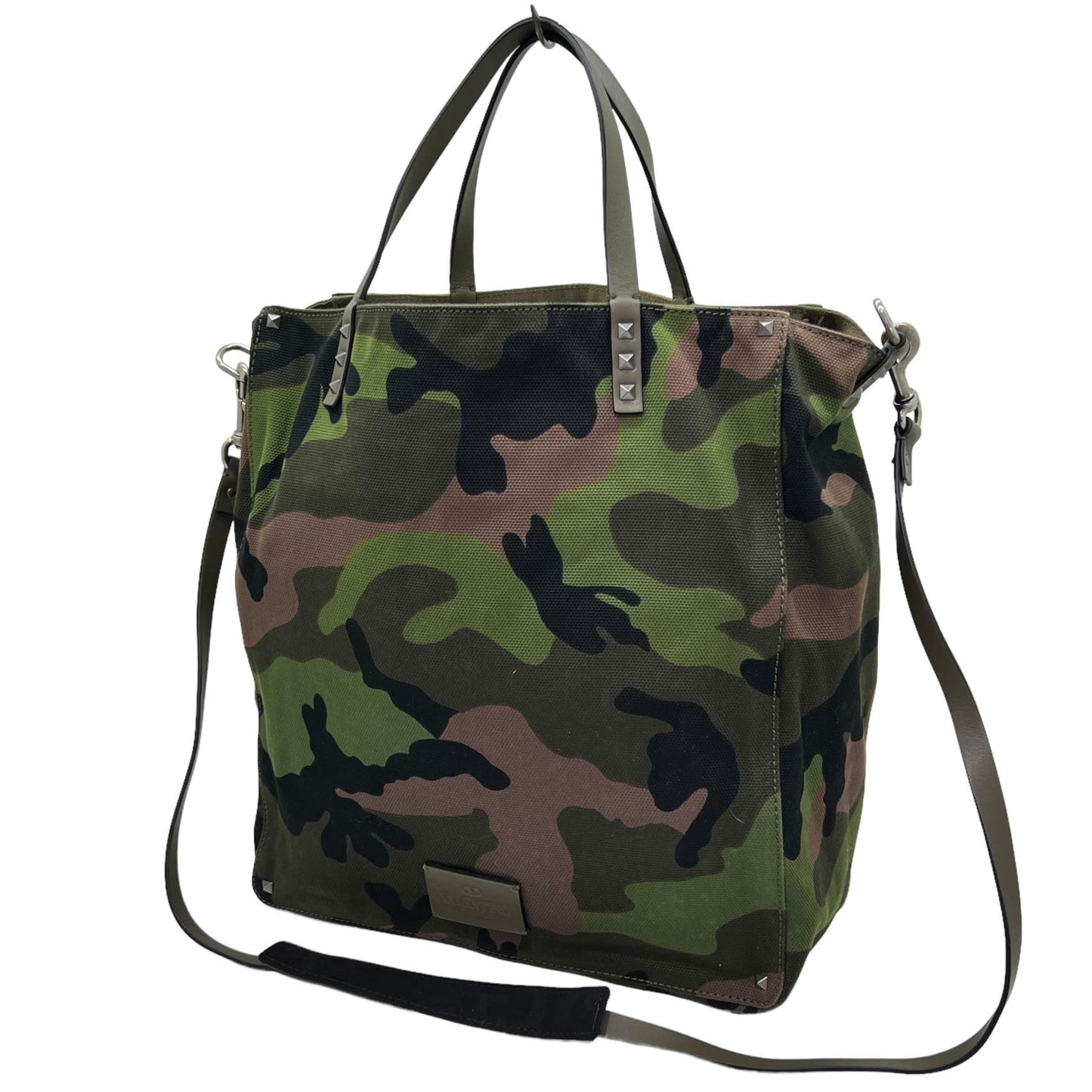 VALENTINO GARAVANI TOTE BAG MARIPOSA IN TESSUTO CAMOUFLAGE E PELLE