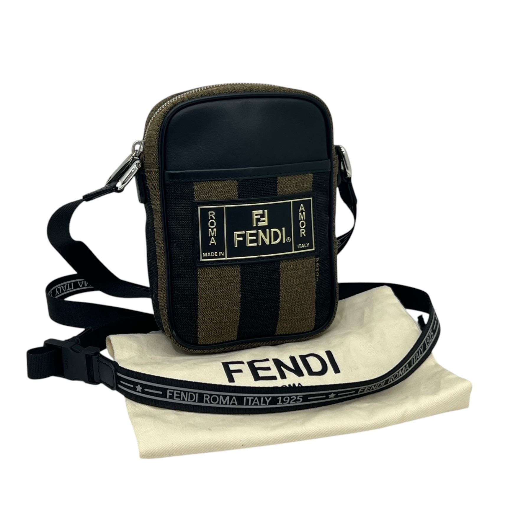 FENDI BORSA A TRACOLLA PICCOLA IN TESSUTO E PELLE