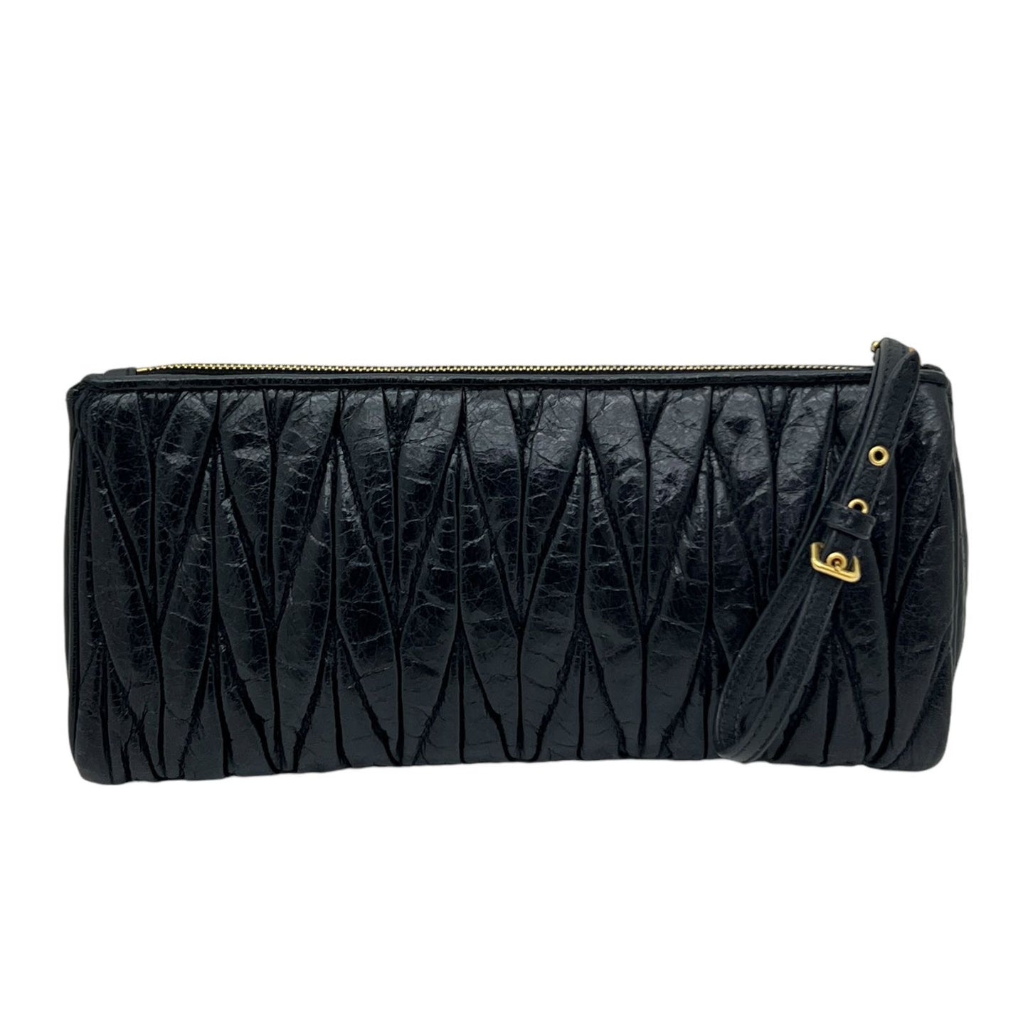 MIU MIU POCHETTE IN PELLE GOFFRATA NERA