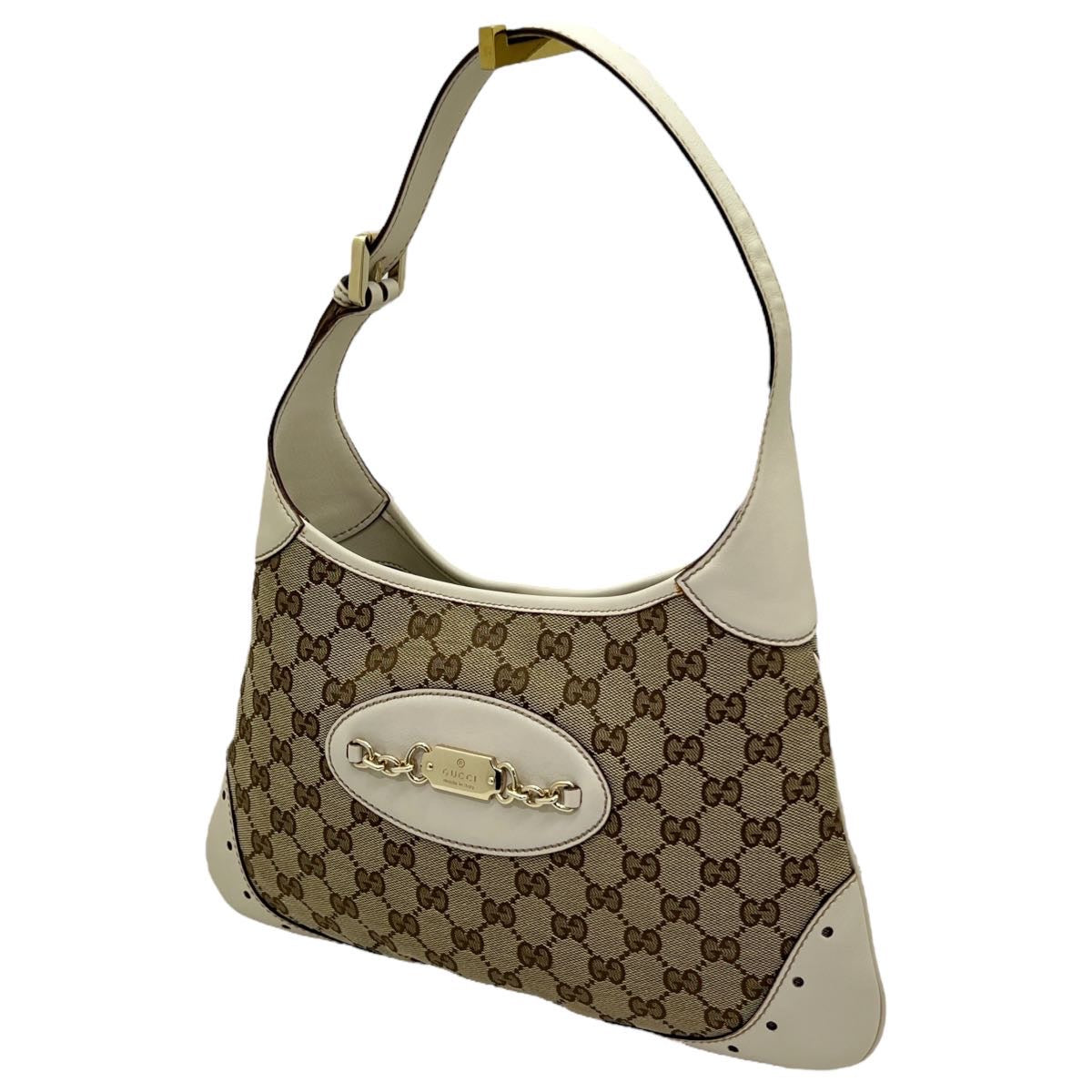 GUCCI BORSA A SPALLA IN TESSUTO GG E PELLE