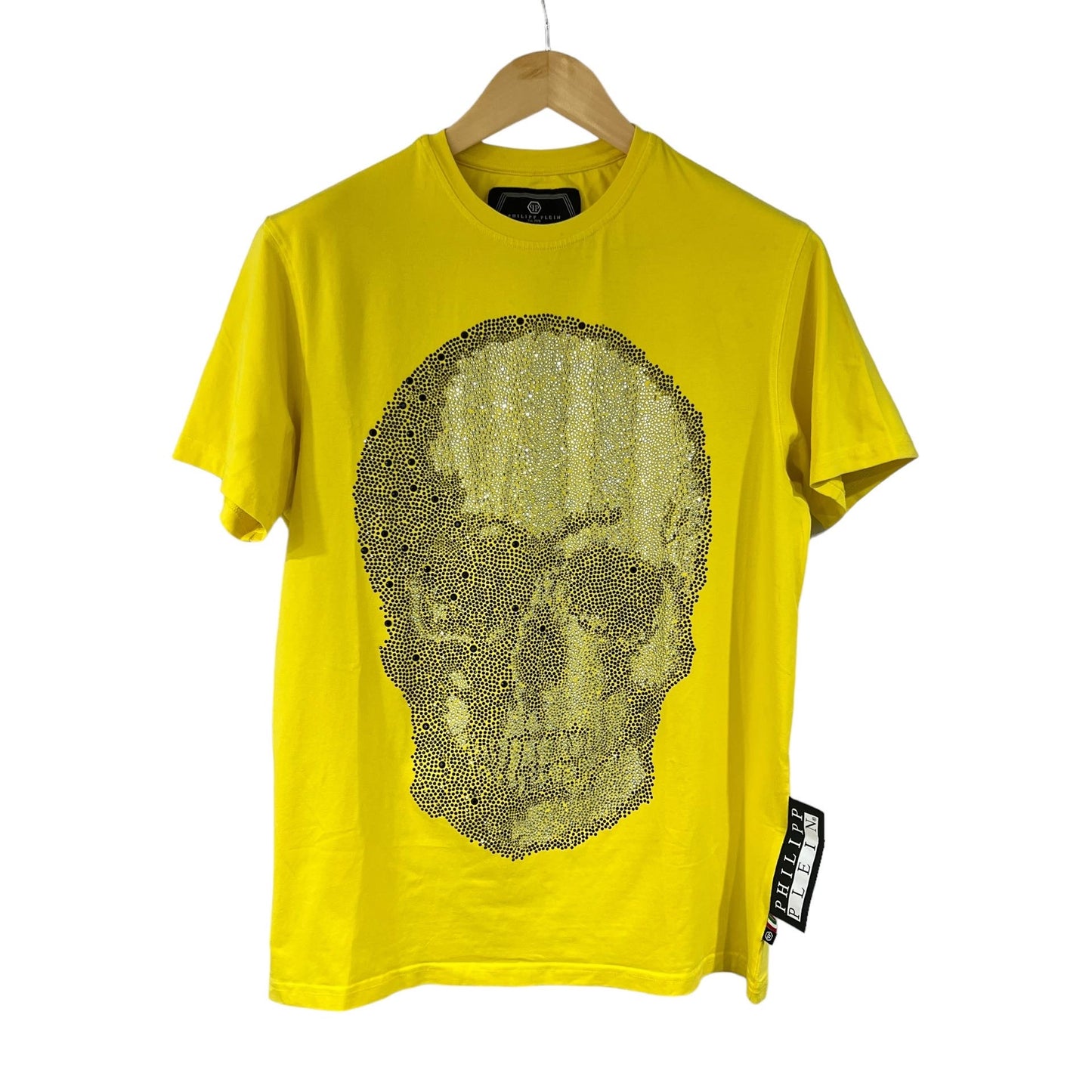 PHILIPP PLEIN SKULL STRASS TSHIRT TG. M GIALLA