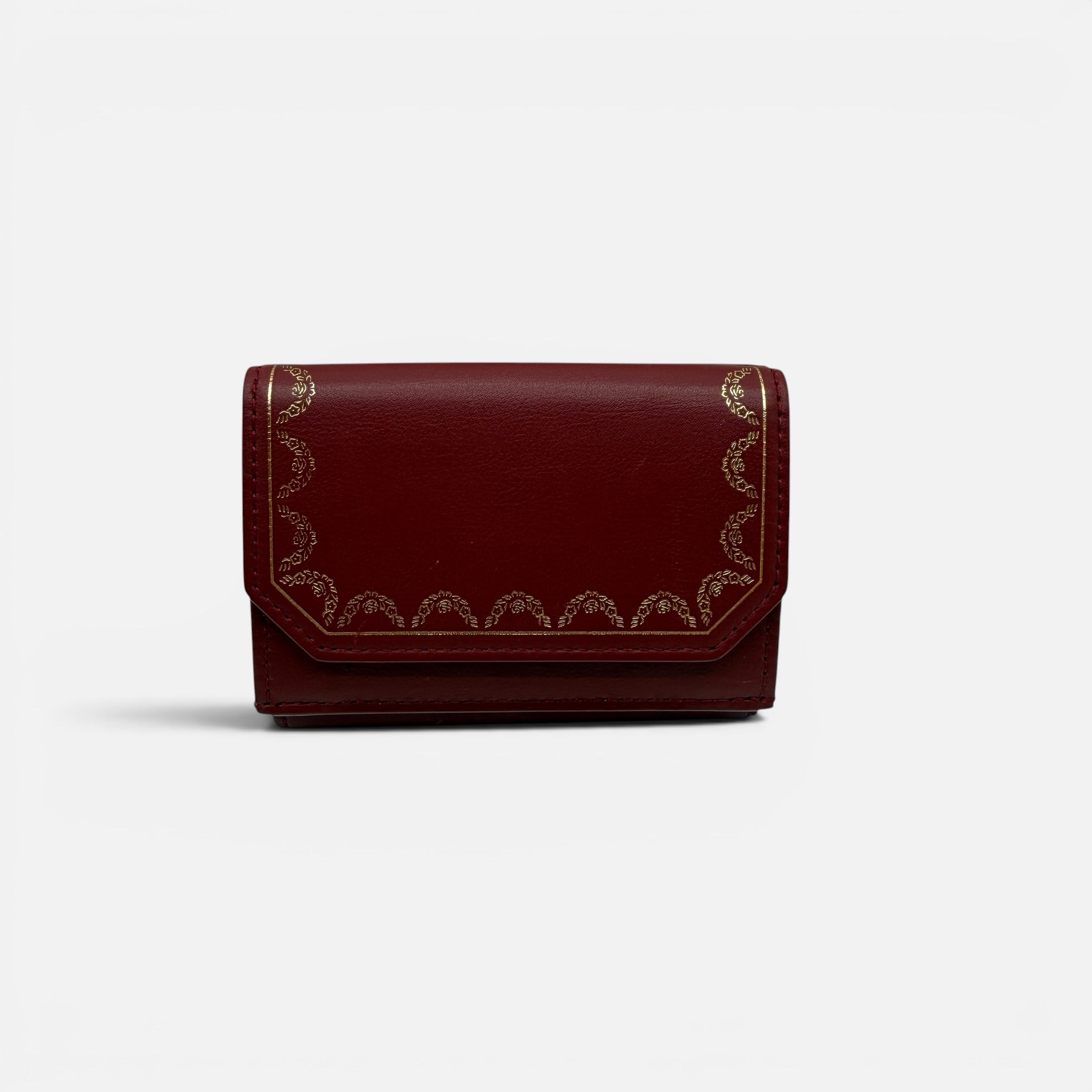 Portafoglio compatto Guirlane de Cartier in pelle rossa