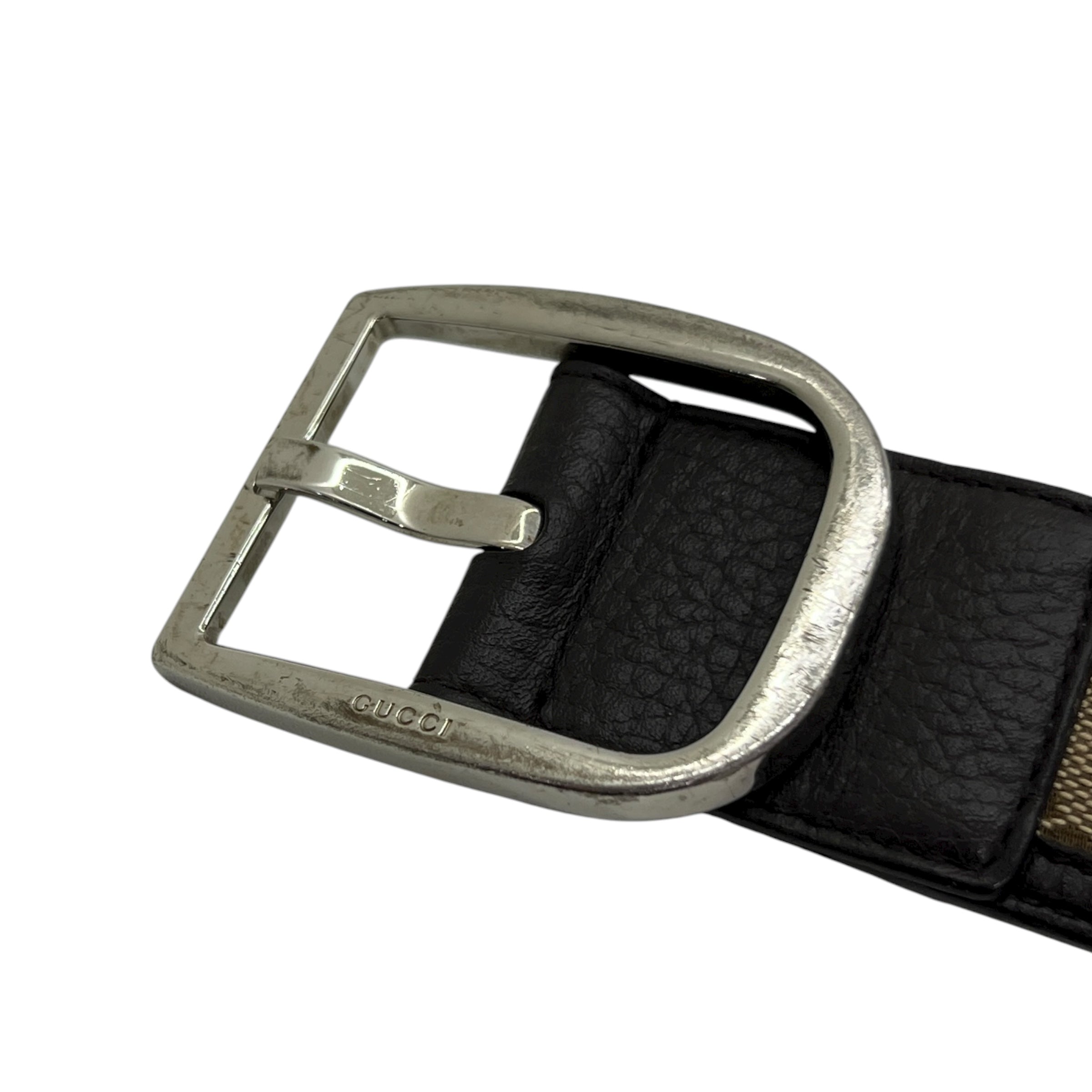 Cintura in tessuto GG e pelle taglia 80