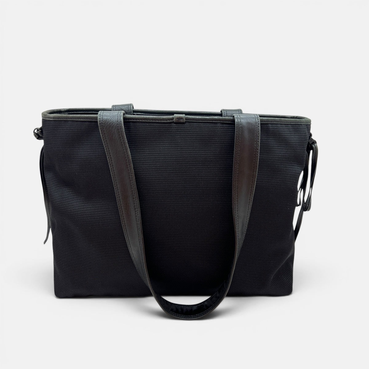 Borsa shopping in tela e pelle