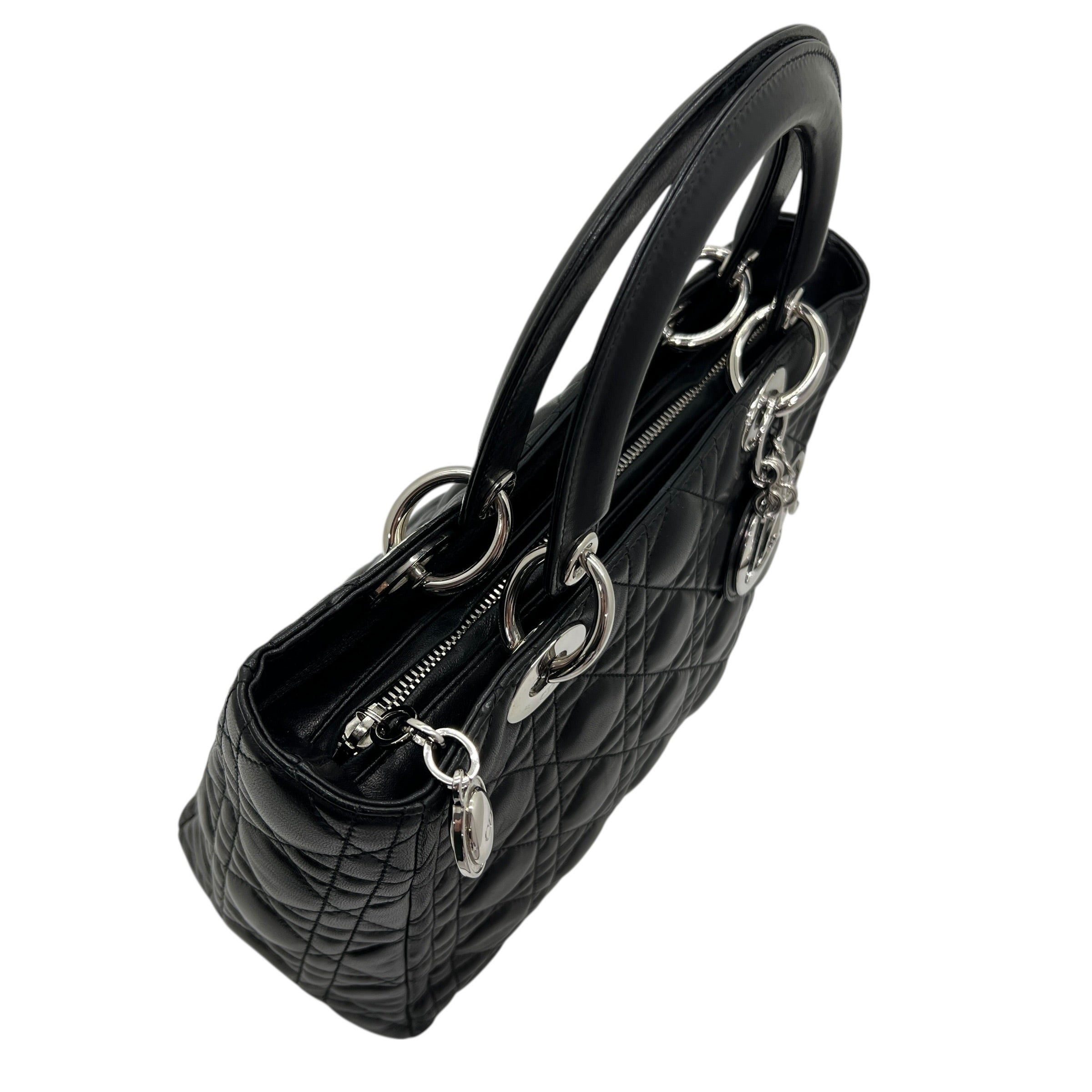 Lady Dior Media agnello Cannage nero