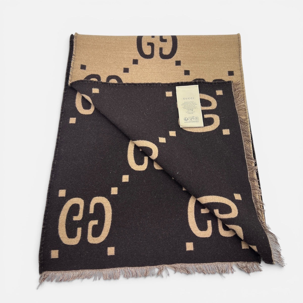 Sciarpa in lana e seta con motivo GG Jacquard