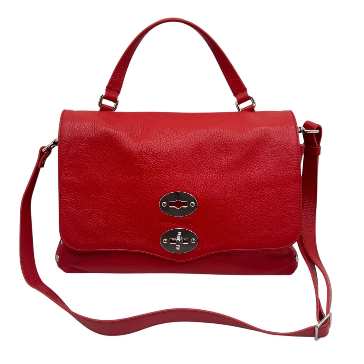 ZANELLATO BORSA POSTINA PICCOLA IN PELLE MARTELLATA ROSSA