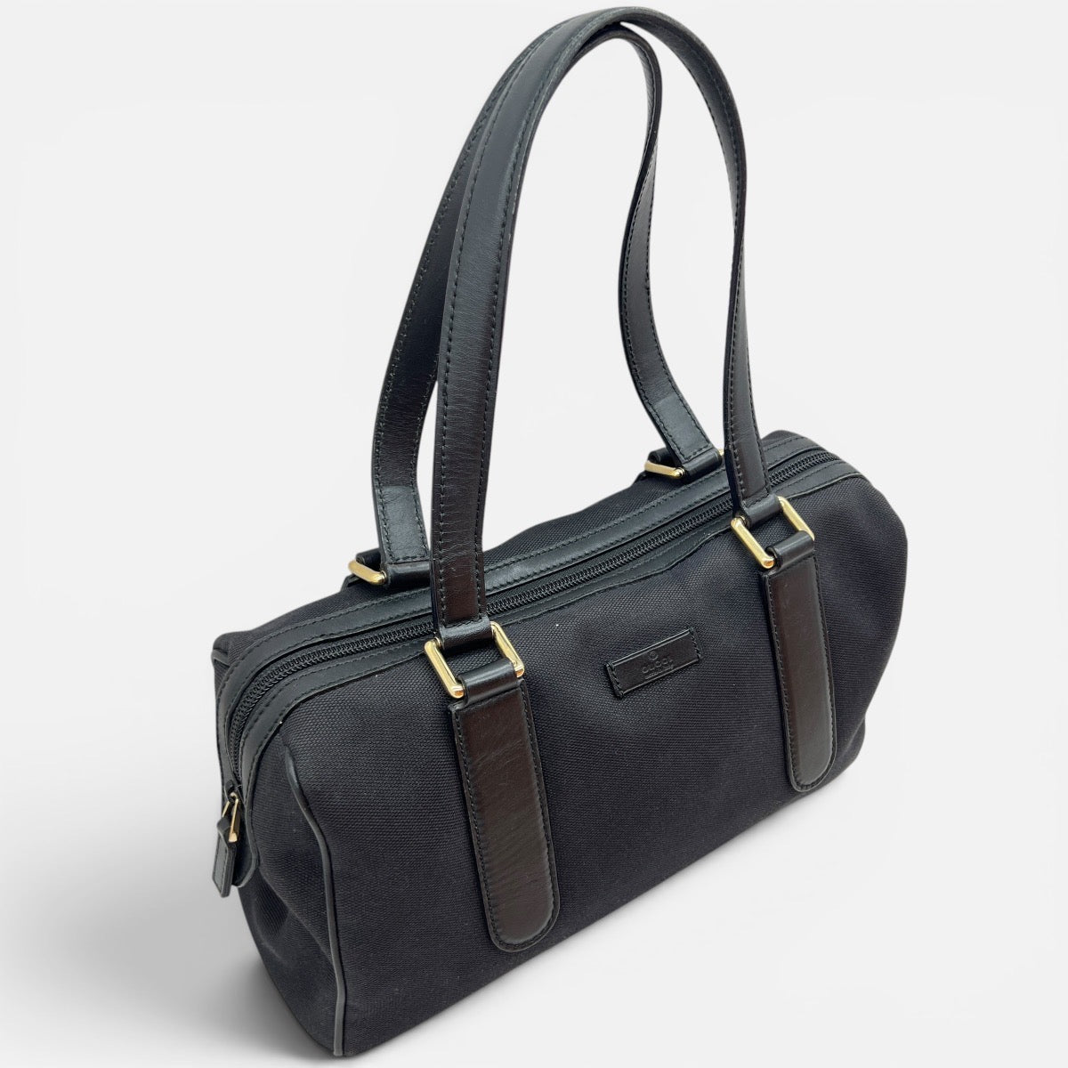 Bauletto piccolo in tela e pelle