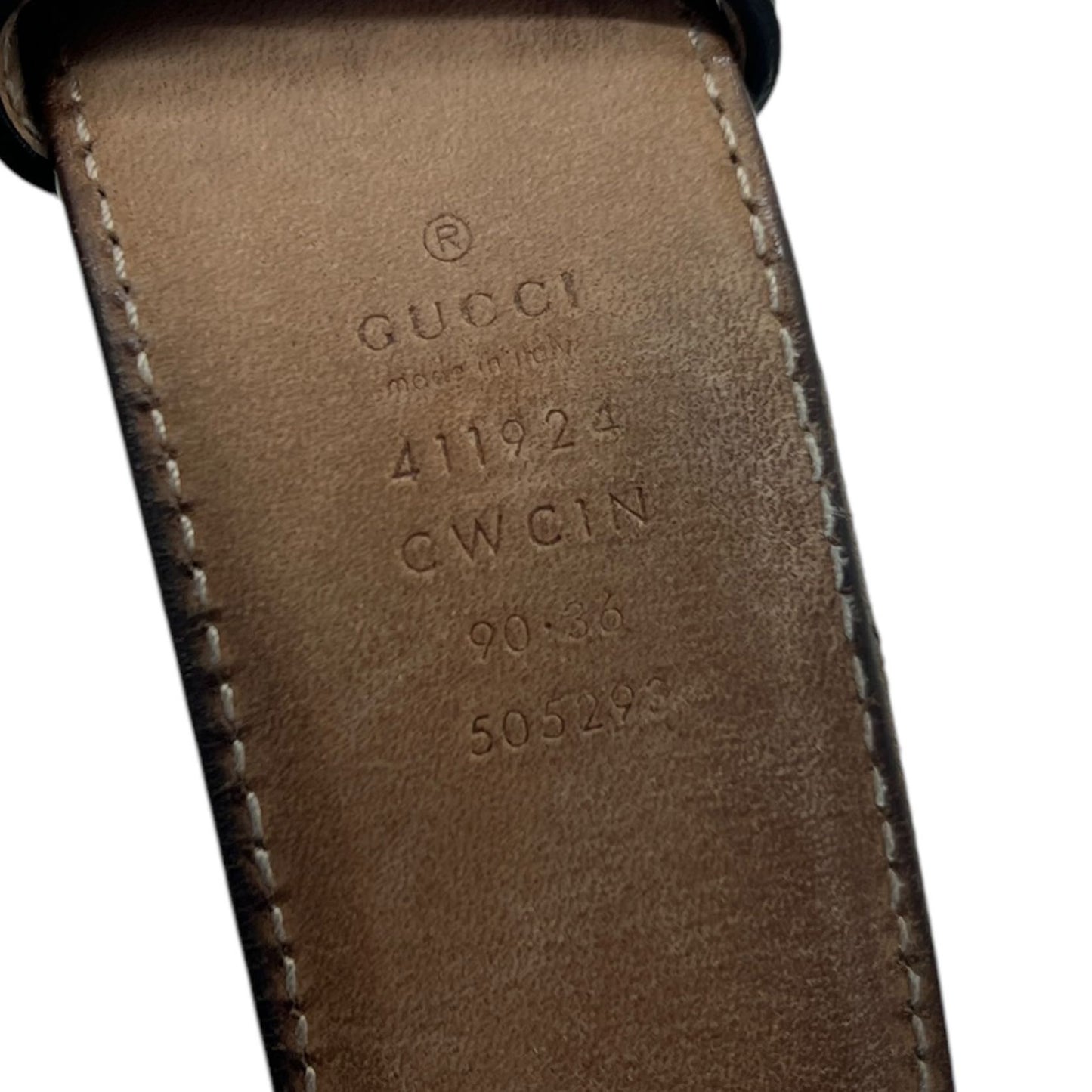 GUCCI CINTURA IN PELLE GG SIGNATURE TG 90