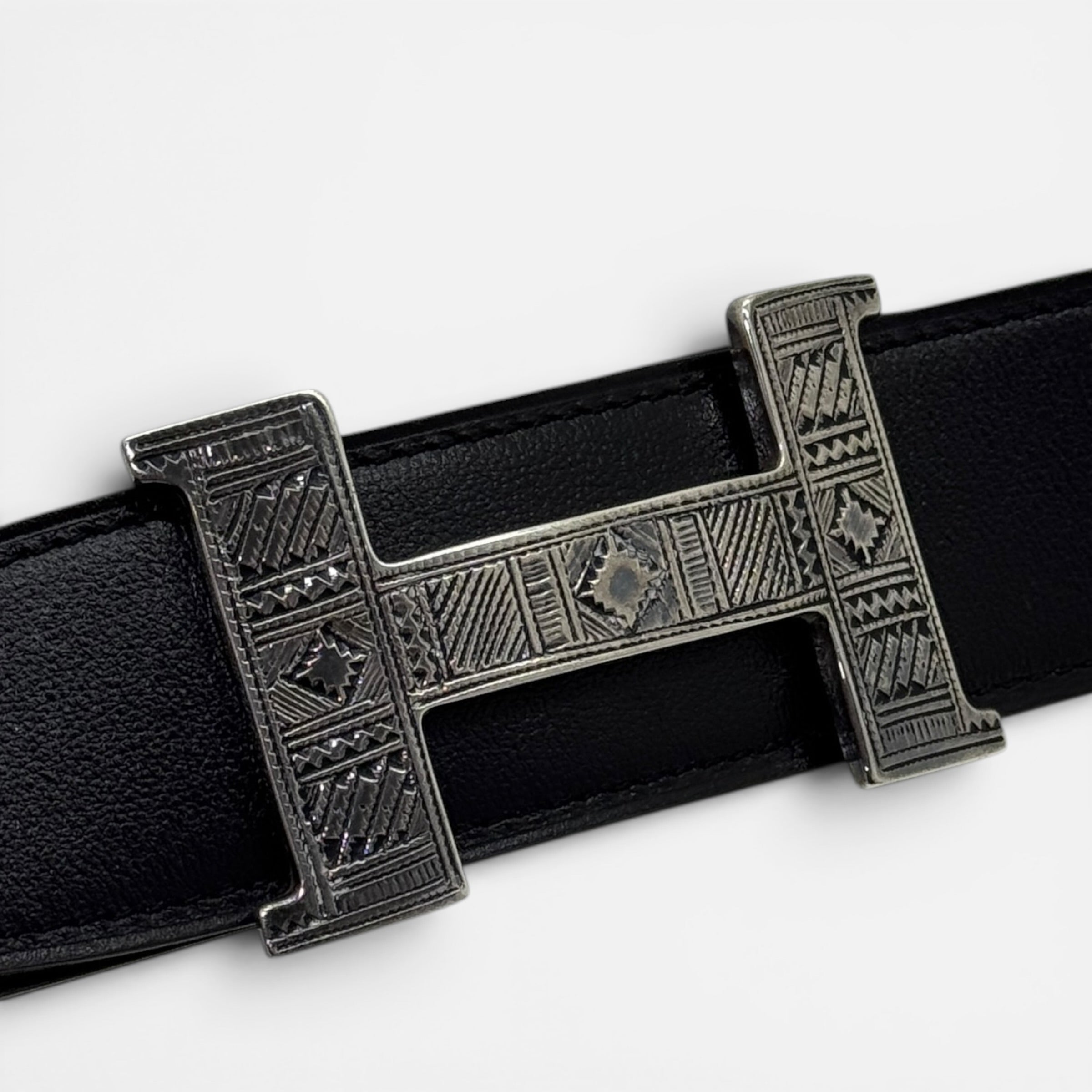 Fibbia da cintura H Touareg & Pelle reversibile per cintura 38 mm taglia 95