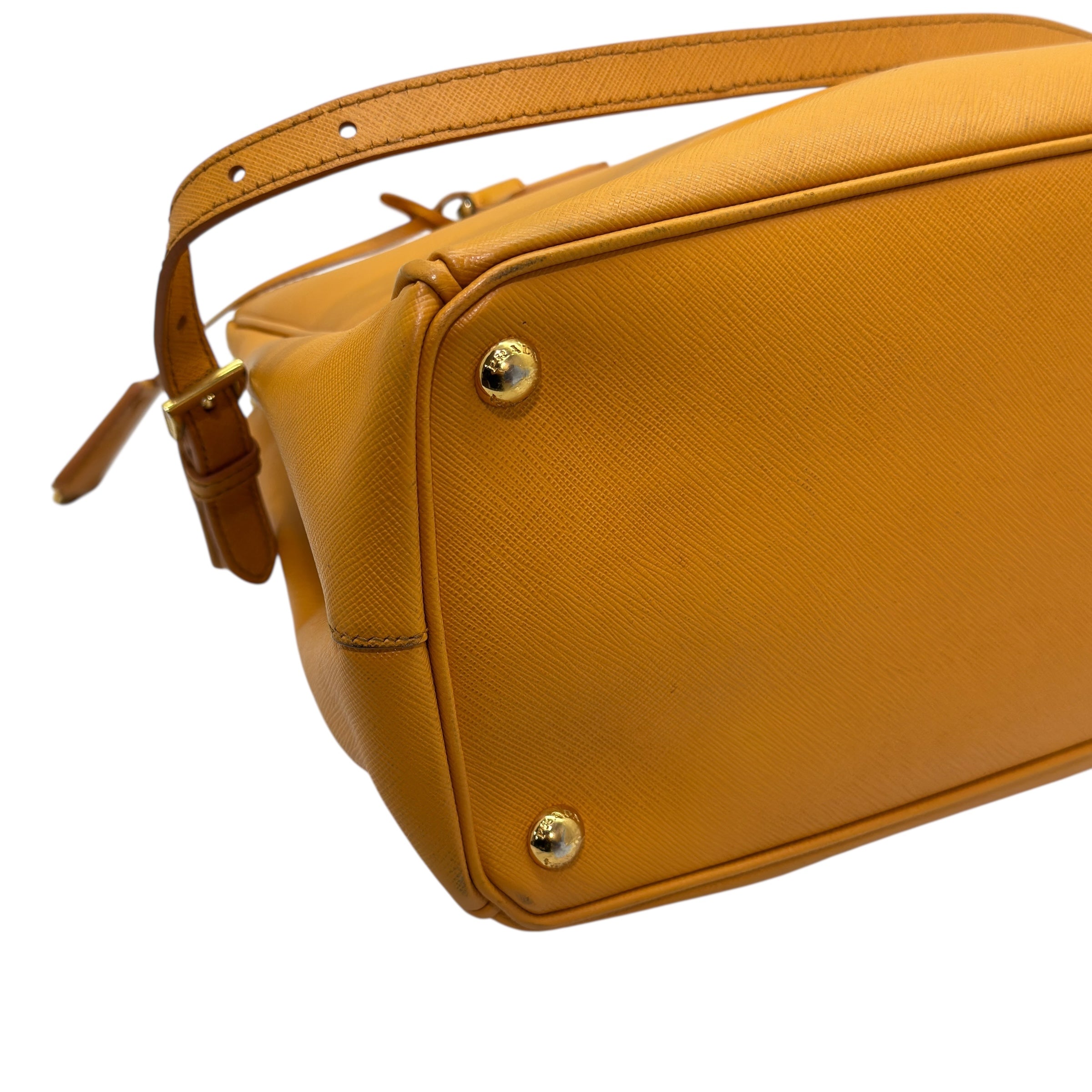 Galleria large in pelle Saffiano arancione