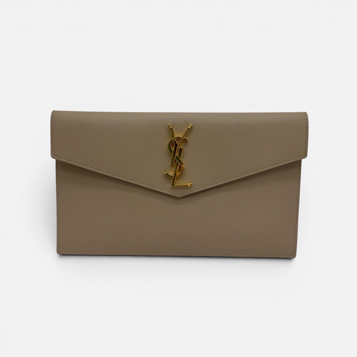 Pochette Uptown in pelle goffrata grain de pudre