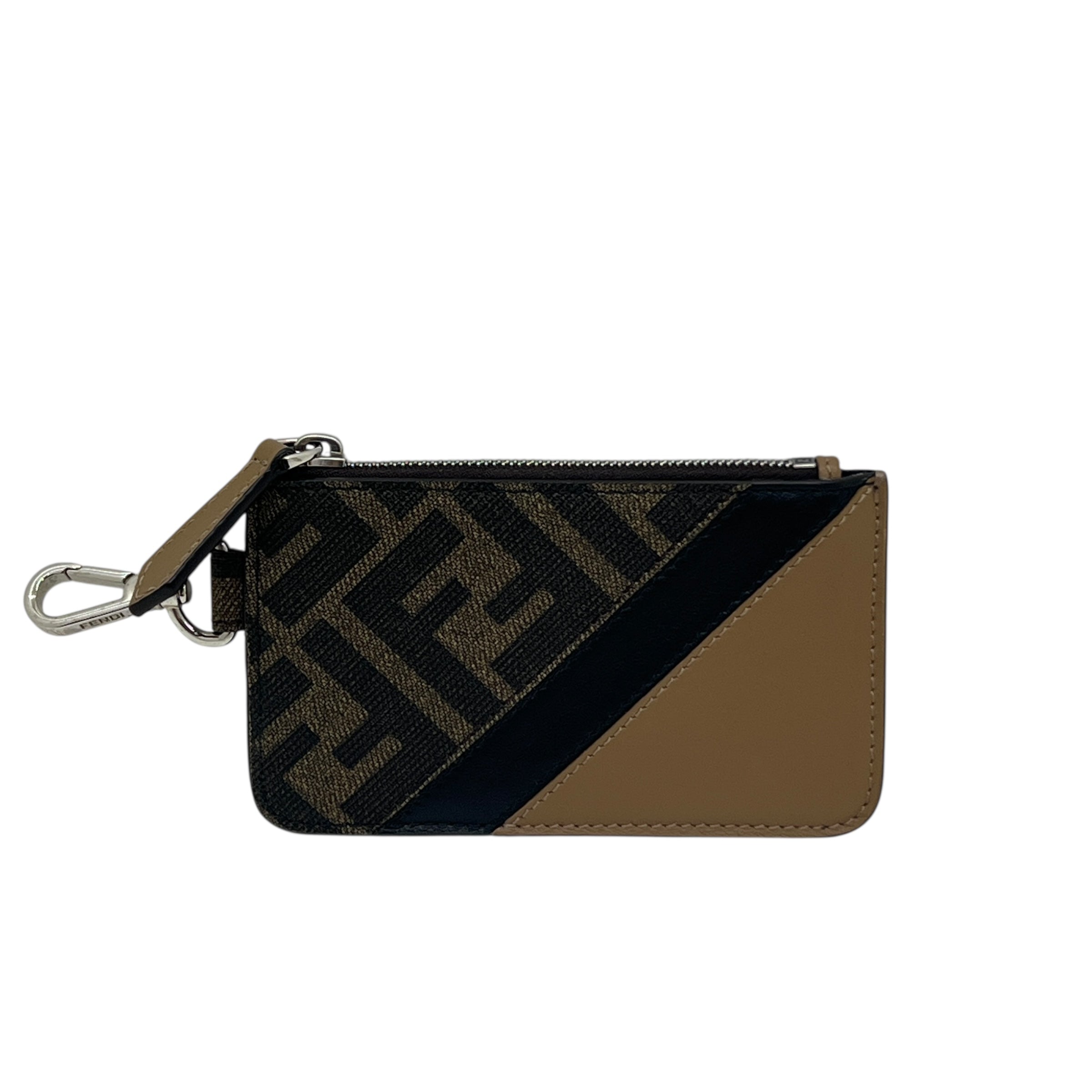 Portacarte con zip in tessuto FF