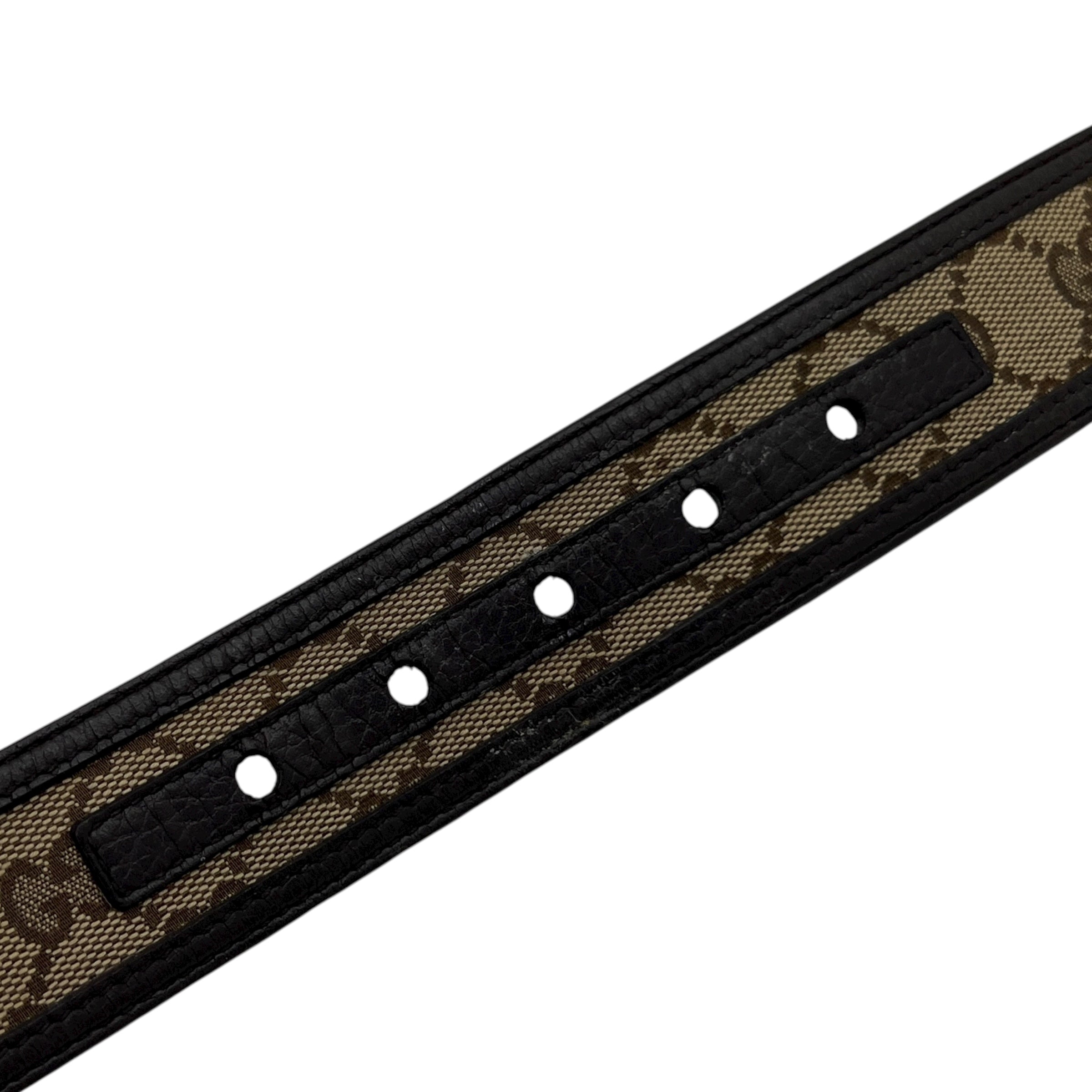 Cintura in tessuto GG e pelle taglia 80