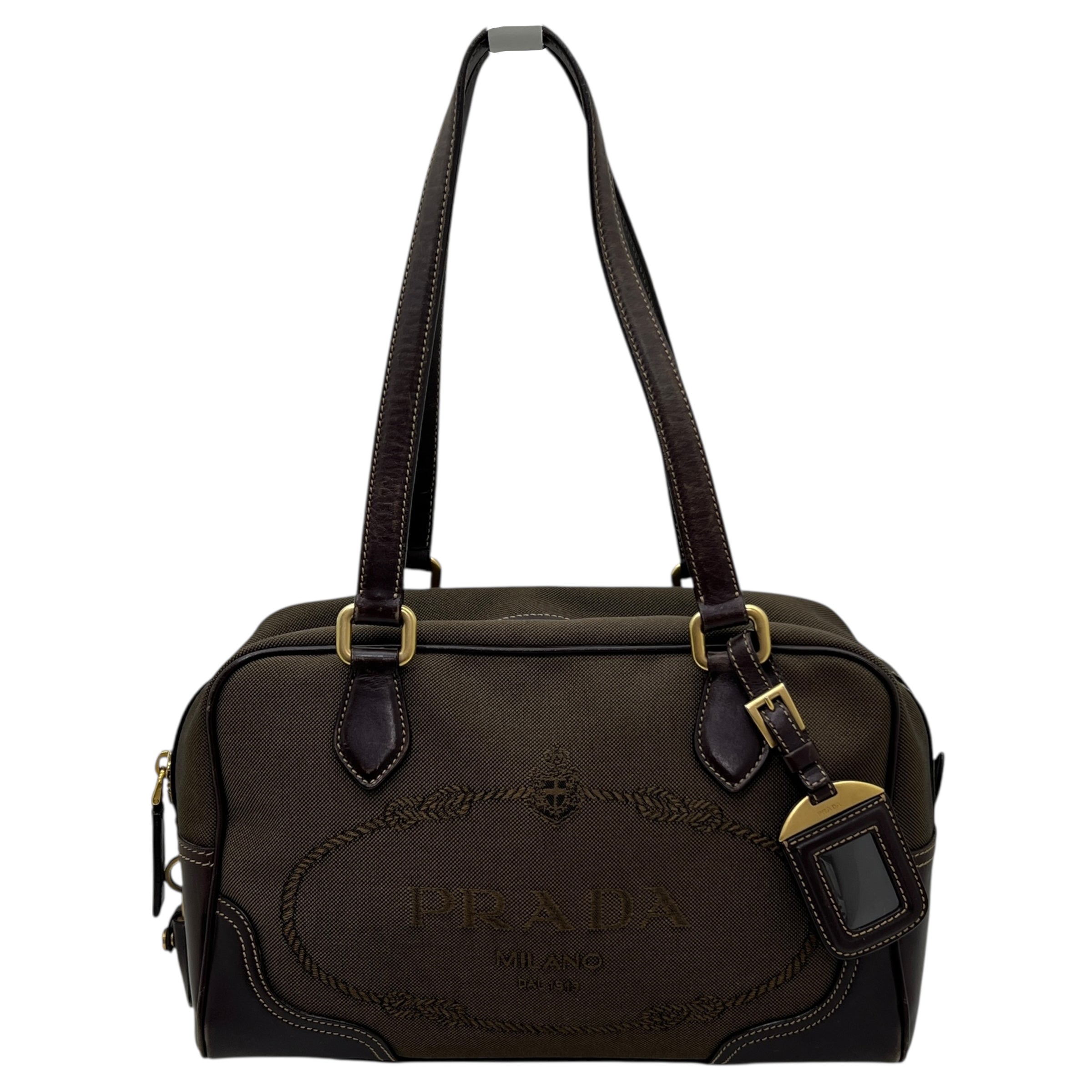 Borsa a spalla in tessuto e pelle