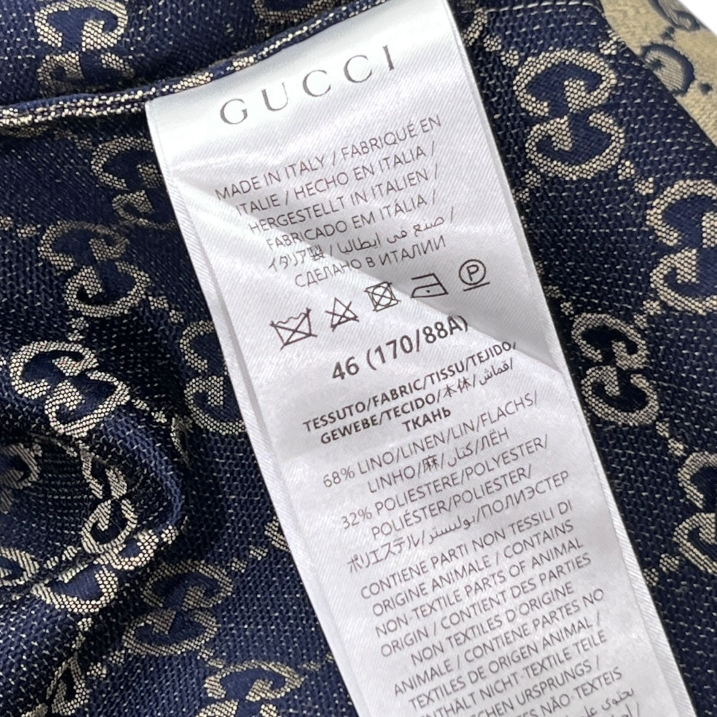 Camicia in tessuto di misto lino con motivo GG