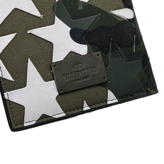 VALENTINO GARAVANI CAMOUFLAGE FABRIC AND LEATHER WALLET