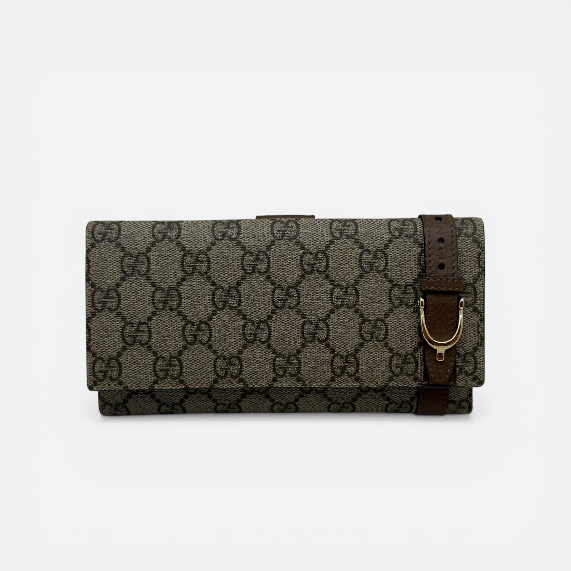 Portafoglio lungo bi-fold in tessuto GG supreme