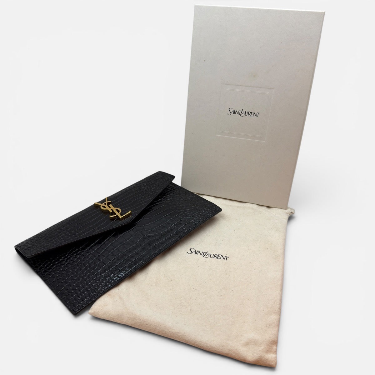 Pochette Uptownin pelle lucida coccodrillo
