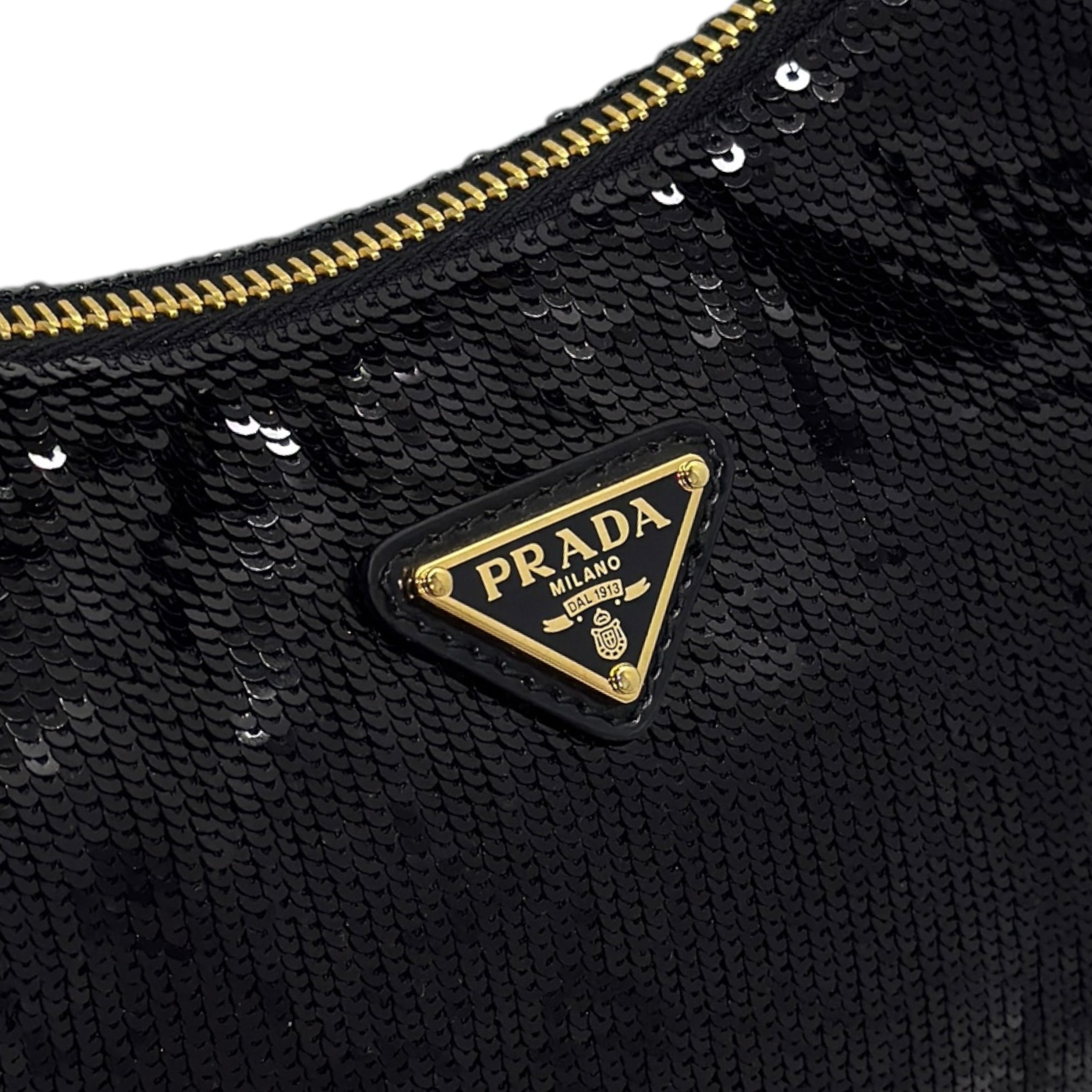 Borsa Prada Re-Edition in pelle con paillettes