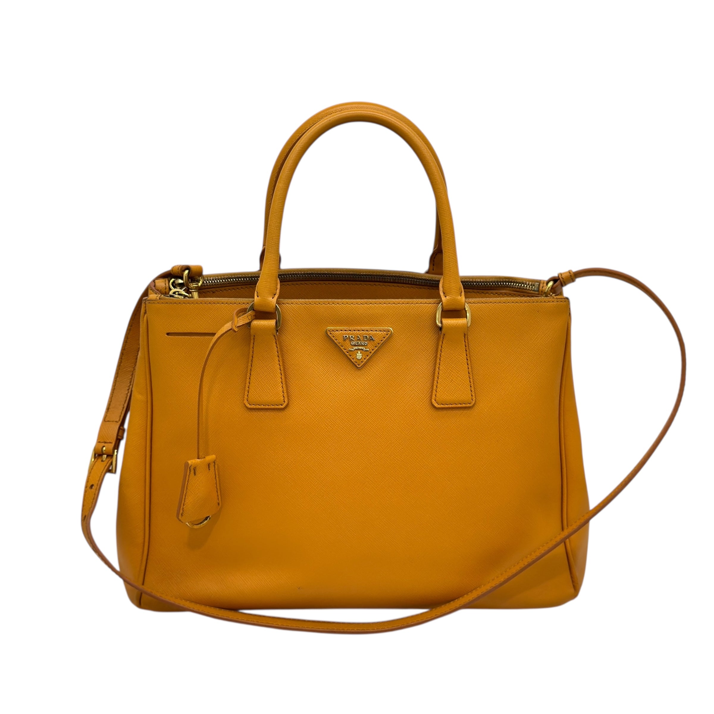 Galleria large in pelle Saffiano arancione