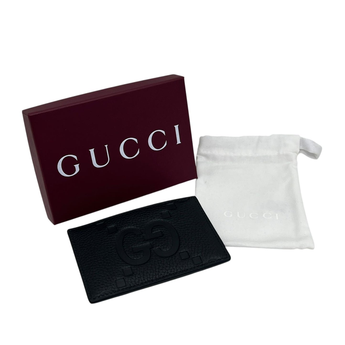 GUCCI PORTACARTE CON MAXI GG IN PELLE NERA