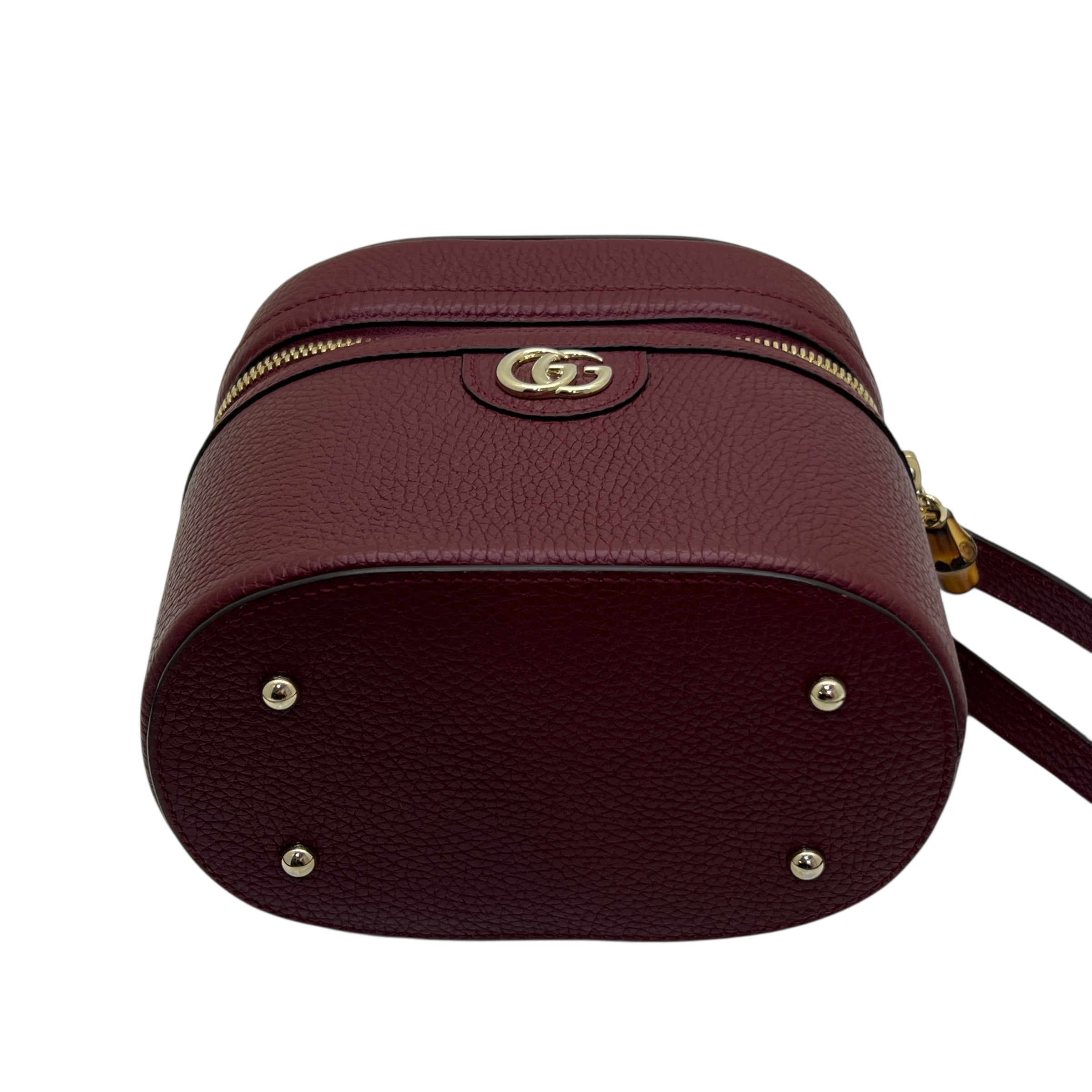 Borsa mini in pelle con manico bambù