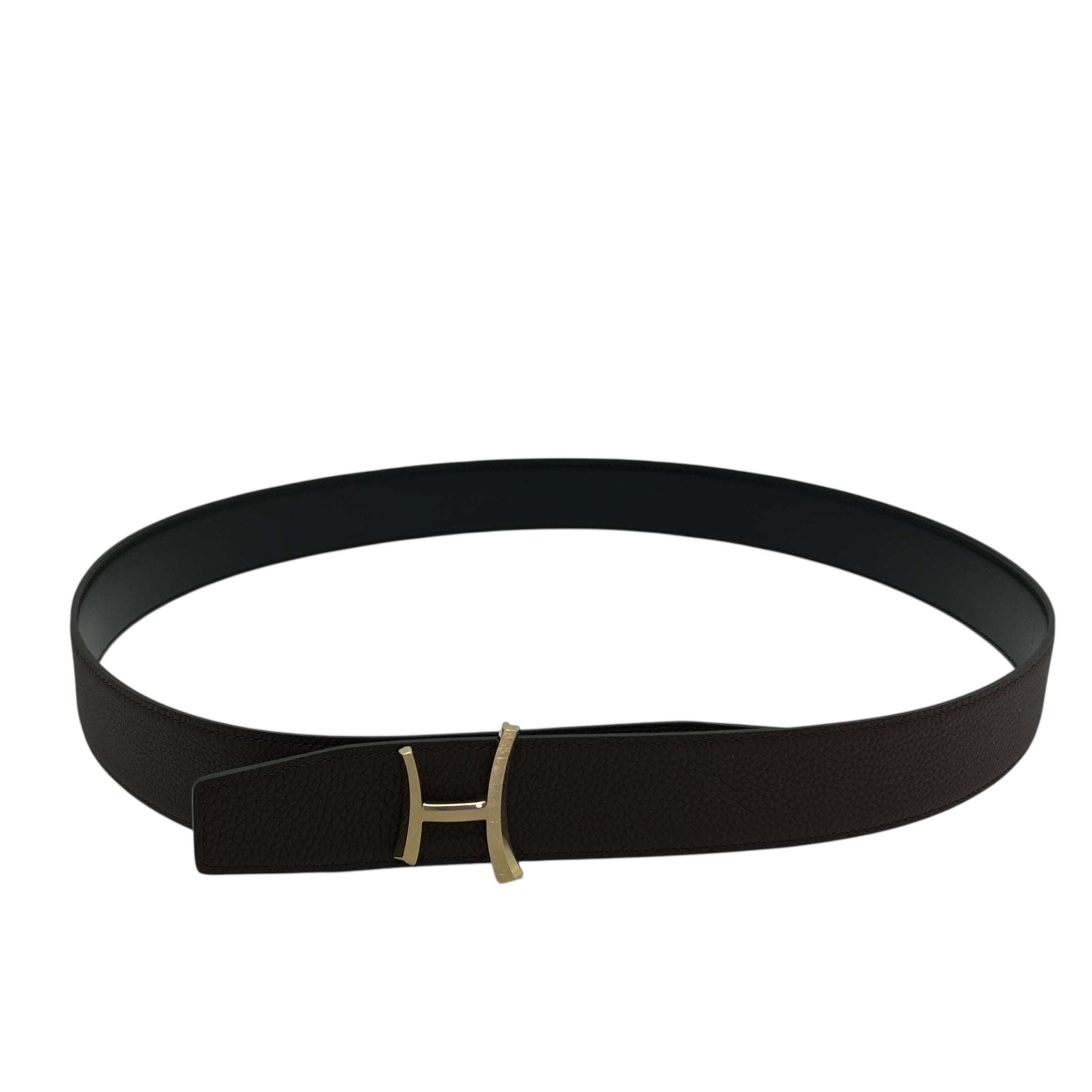 Hermès Fibbia da cintura Script & Pelle reversibile per cintura 38 mm tg 105