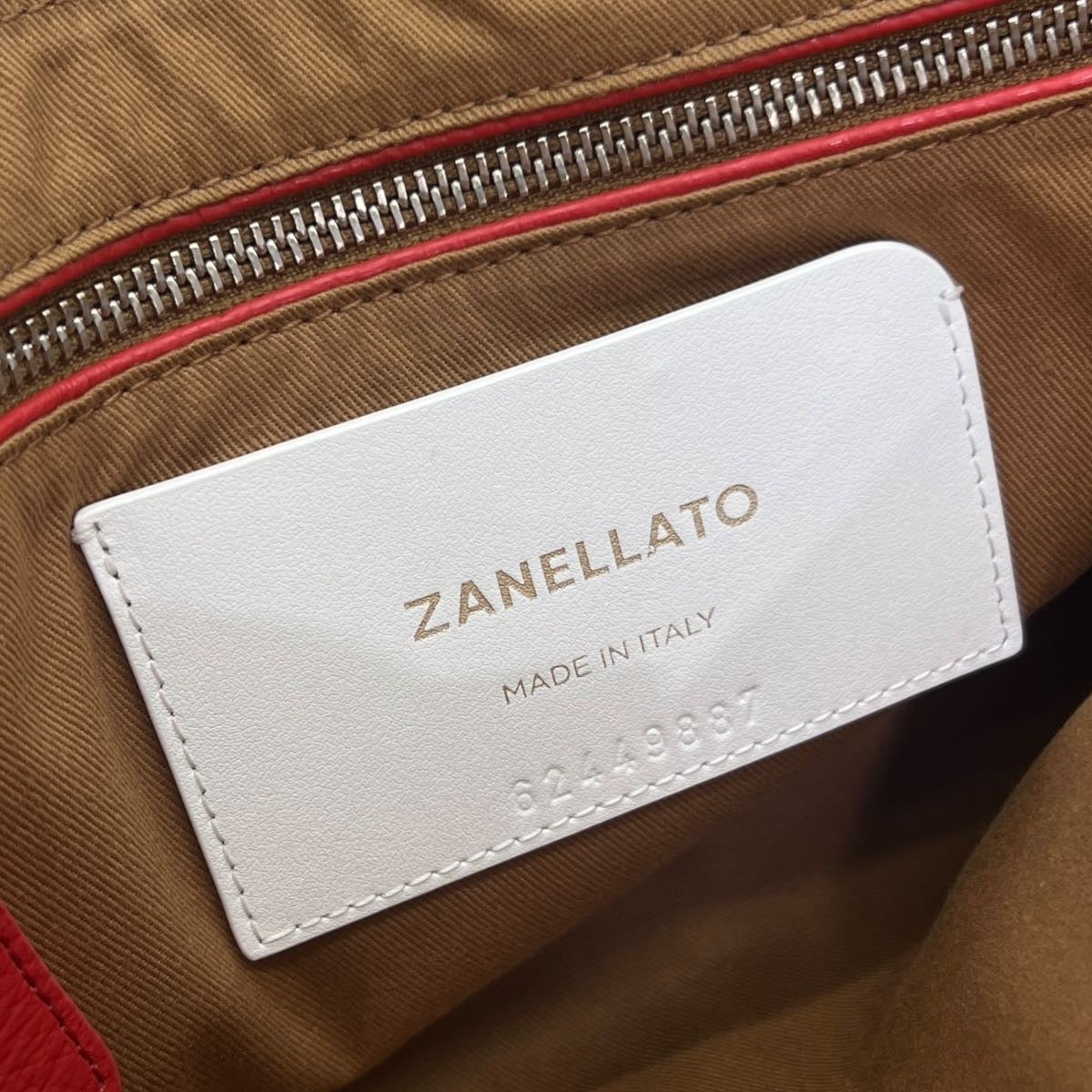 ZANELLATO BORSA POSTINA PICCOLA IN PELLE MARTELLATA ROSSA