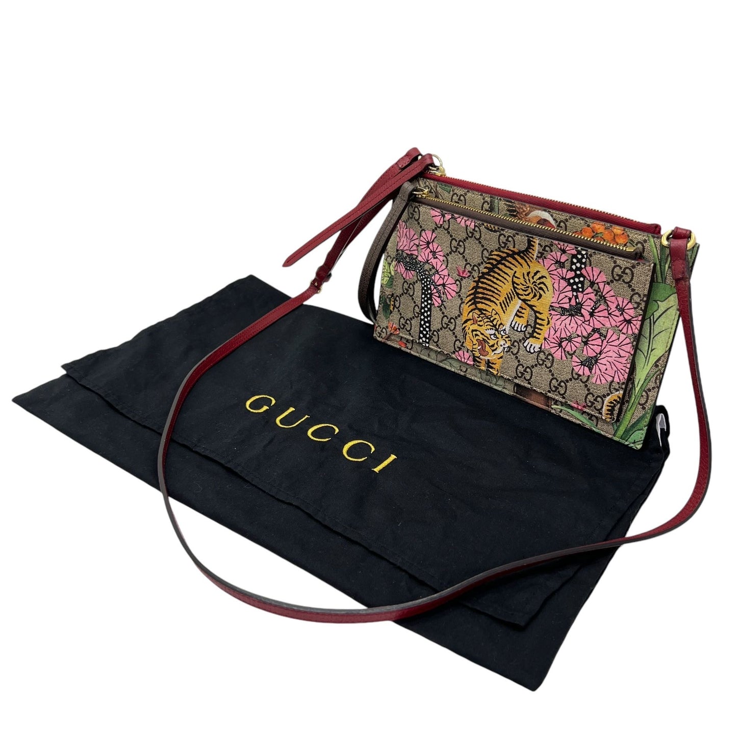 GUCCI BENGAL PRINT DOPPIA POCHETTE CON TRACOLLA