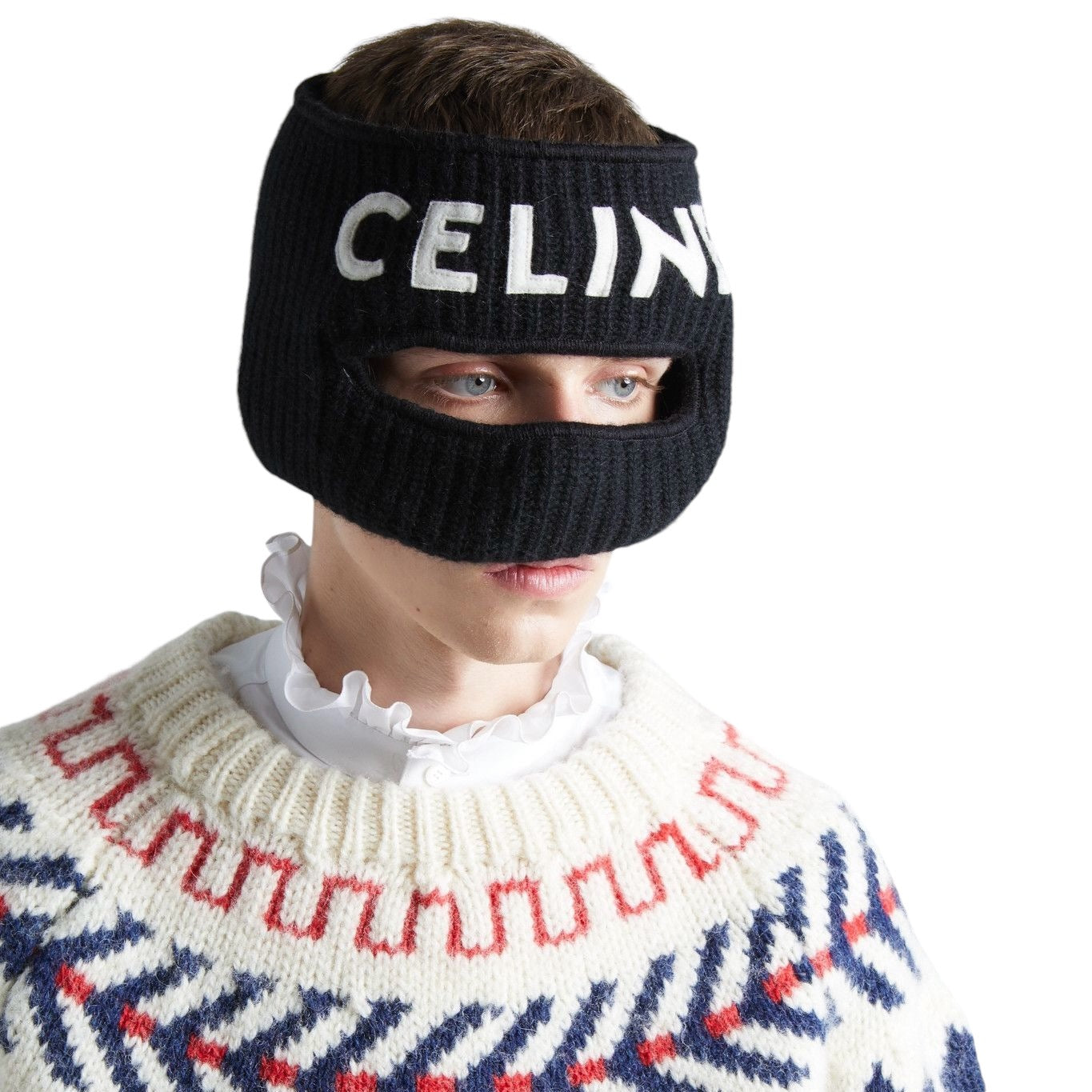 CELINE BALACLAVA IN LANA CON LOGO