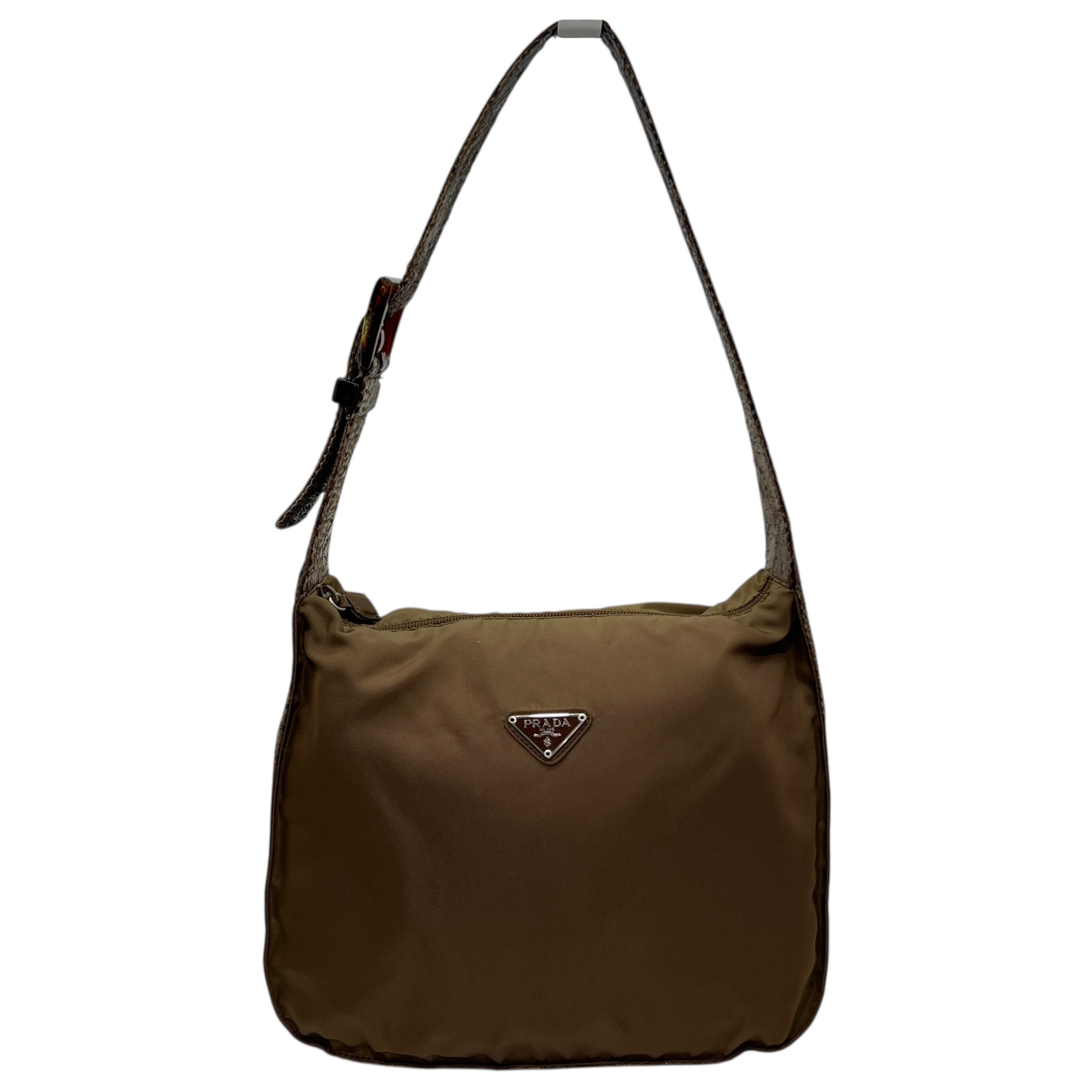 Borsa a spalla in nylon e pitone