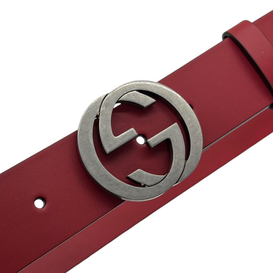 GUCCI CINTURA CON FIBBIA GG IN PELLE ROSSA TG 95