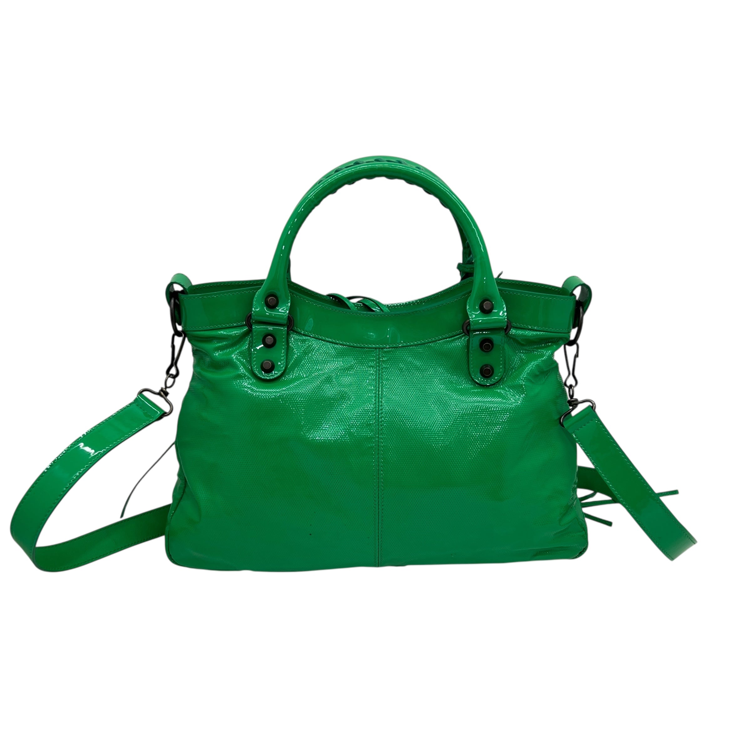 Balenciaga City in vernis verde