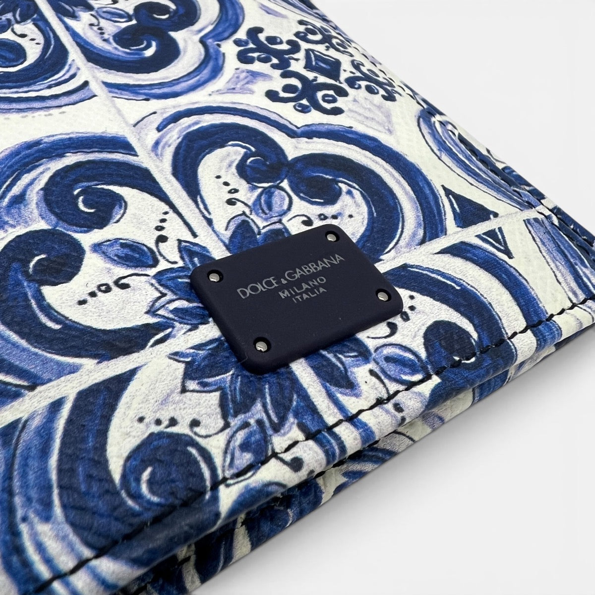 Portafoglio verticale in pelle stampa Maiolica