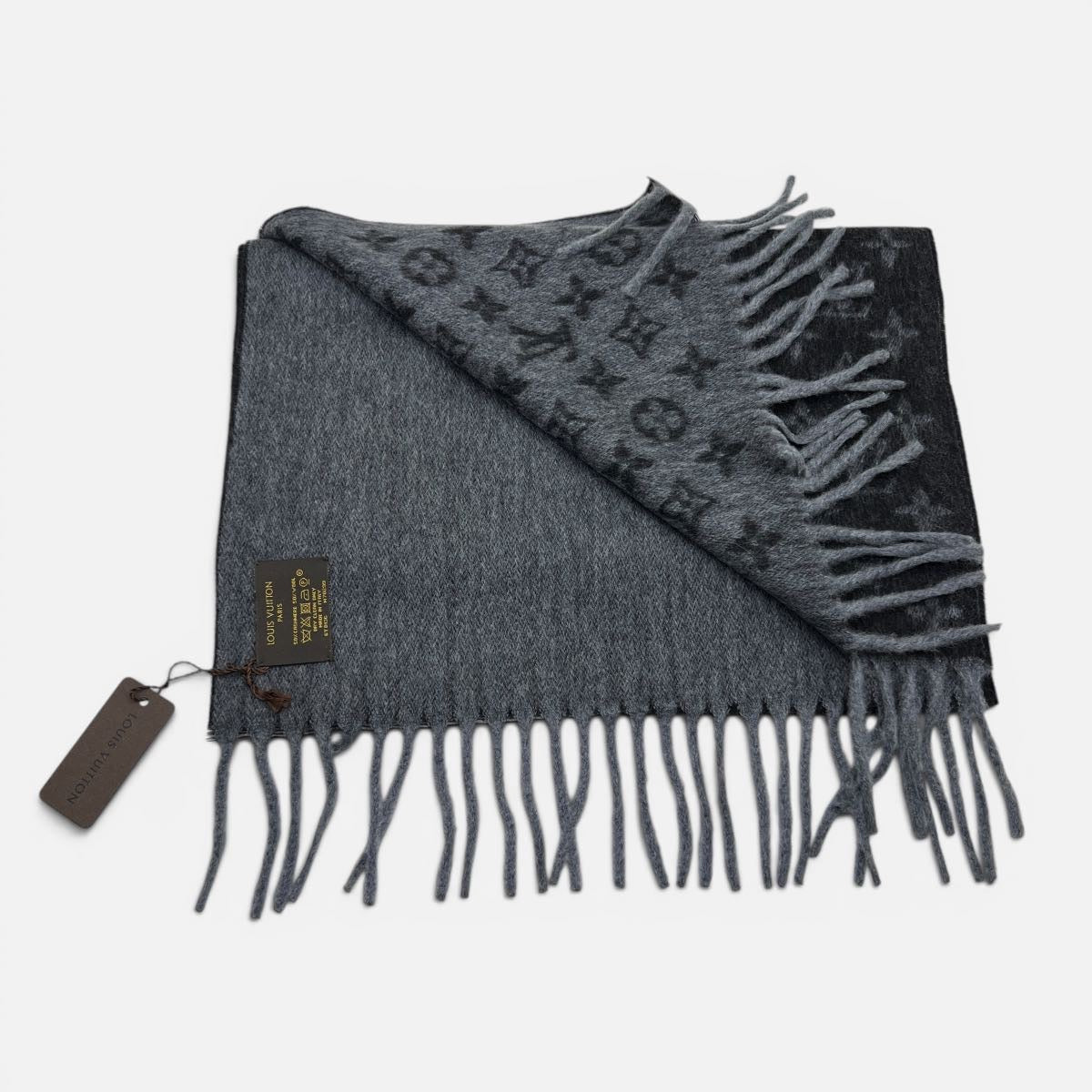 Sciarpa Cashmere e Lana Monogram Gradient nero / grigio
