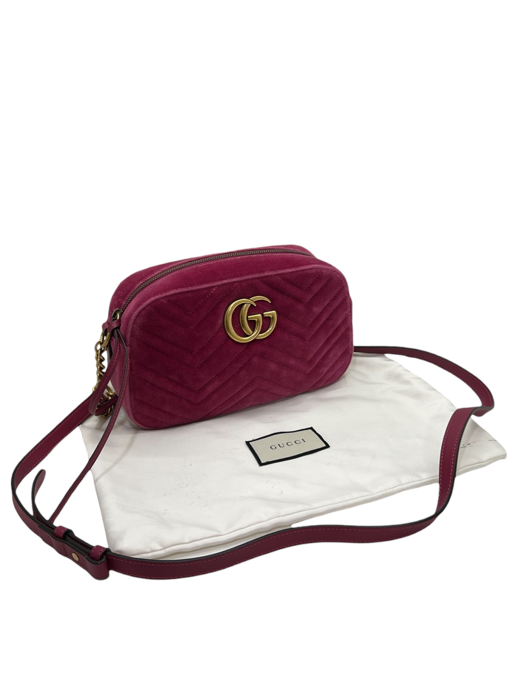 Camera bag GG Marmont in velluto misura piccola