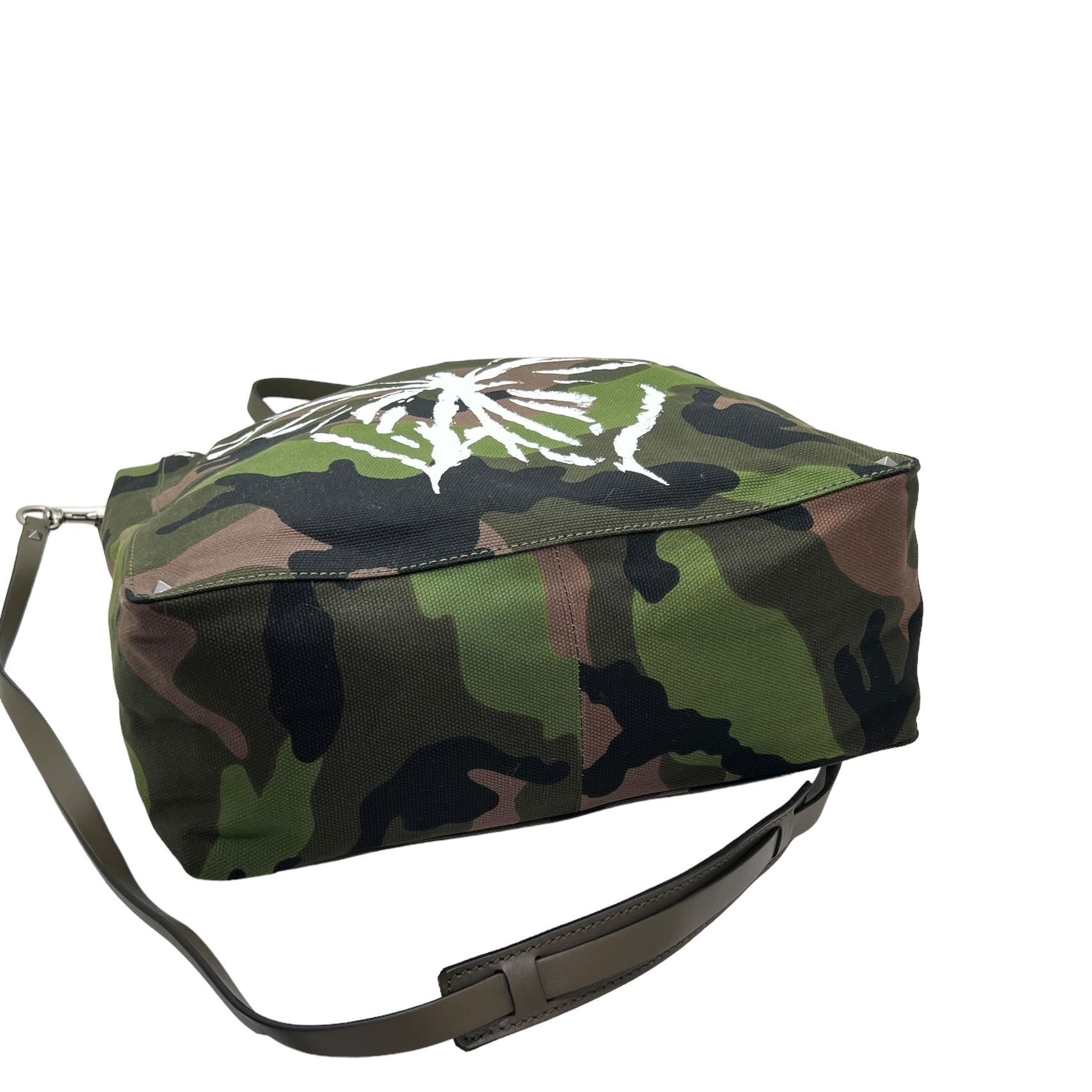 VALENTINO GARAVANI TOTE BAG MARIPOSA IN TESSUTO CAMOUFLAGE E PELLE