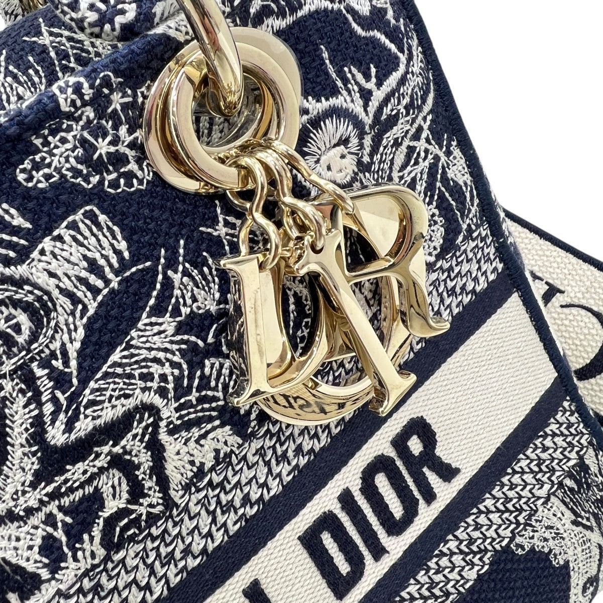 DIOR LADY D-LITE CON RICAMO TOILE DE JOUY REVERSE BLU