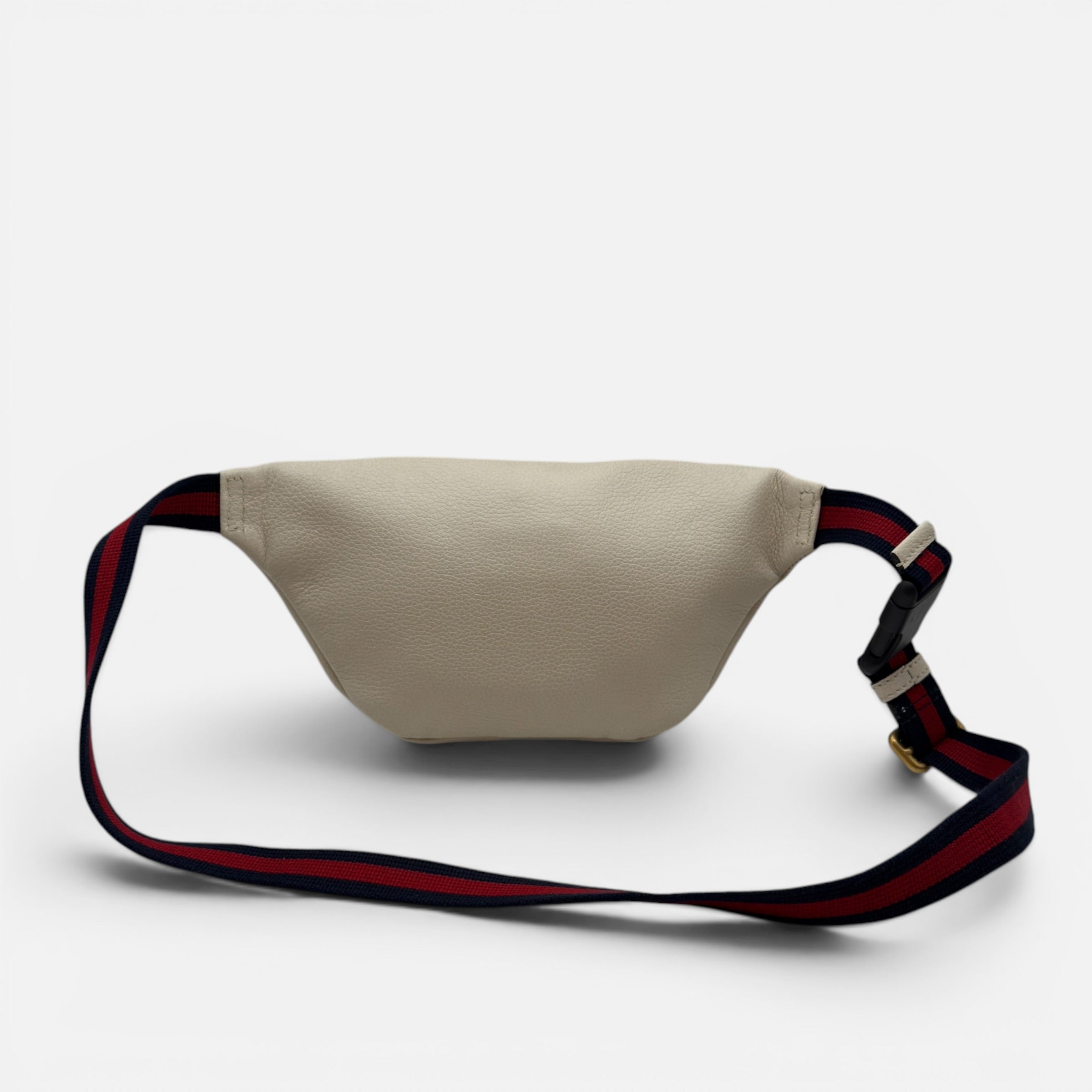 Marsupio in pelle bianca con logo vintage